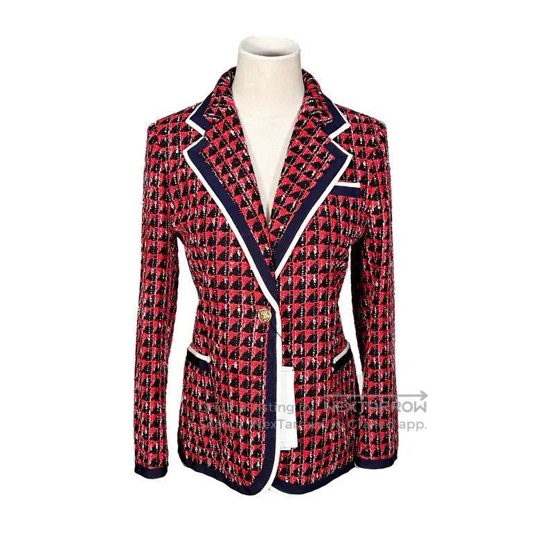 Gucci Gucci Red check coat Size S / US 4 / IT 40 - 1 Thumbnail