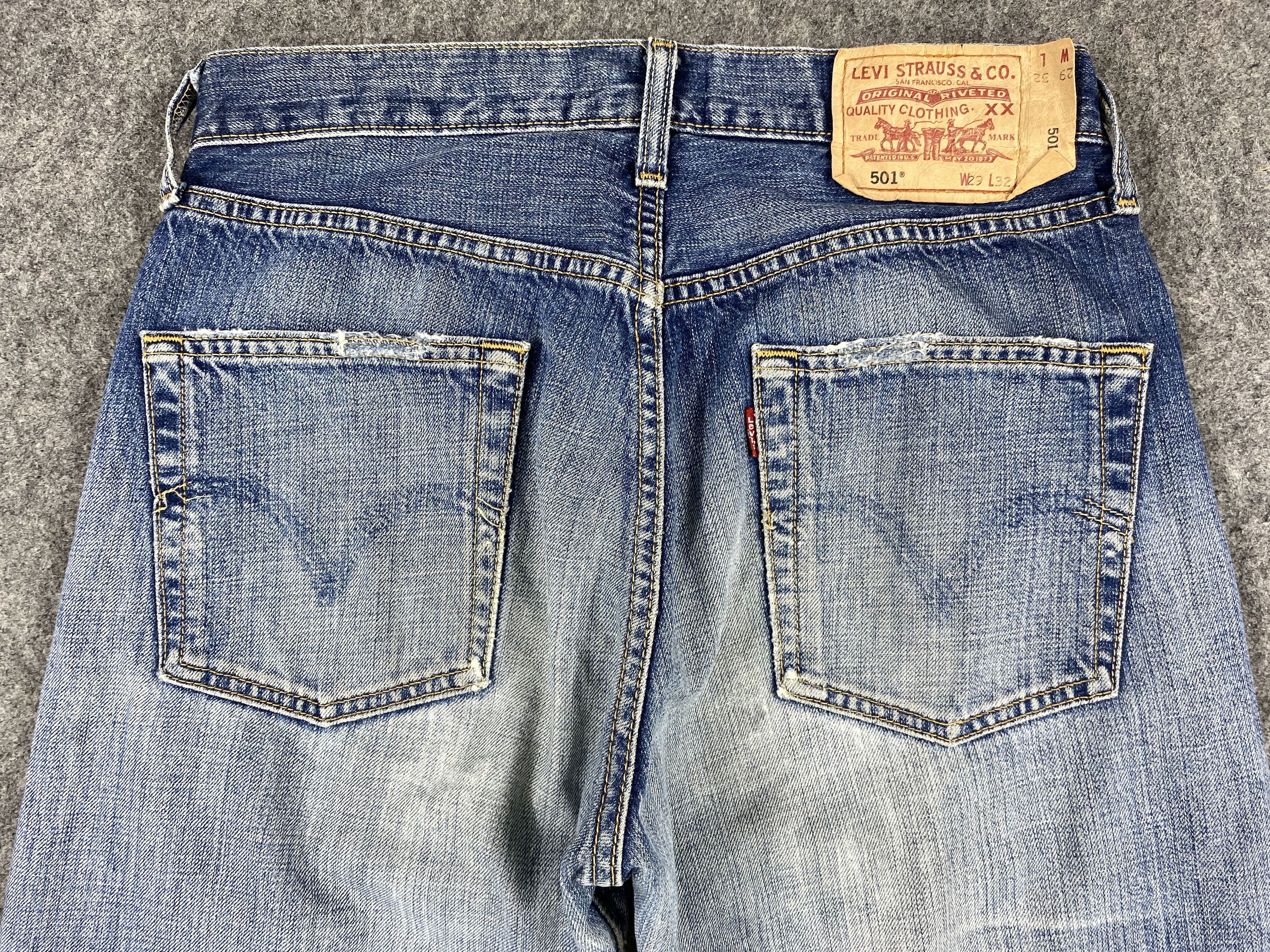 Levi's Blue Distressed Vintage Levi's 501 29x27.5 Denim -JN1174 Size US 29 - 4 Thumbnail