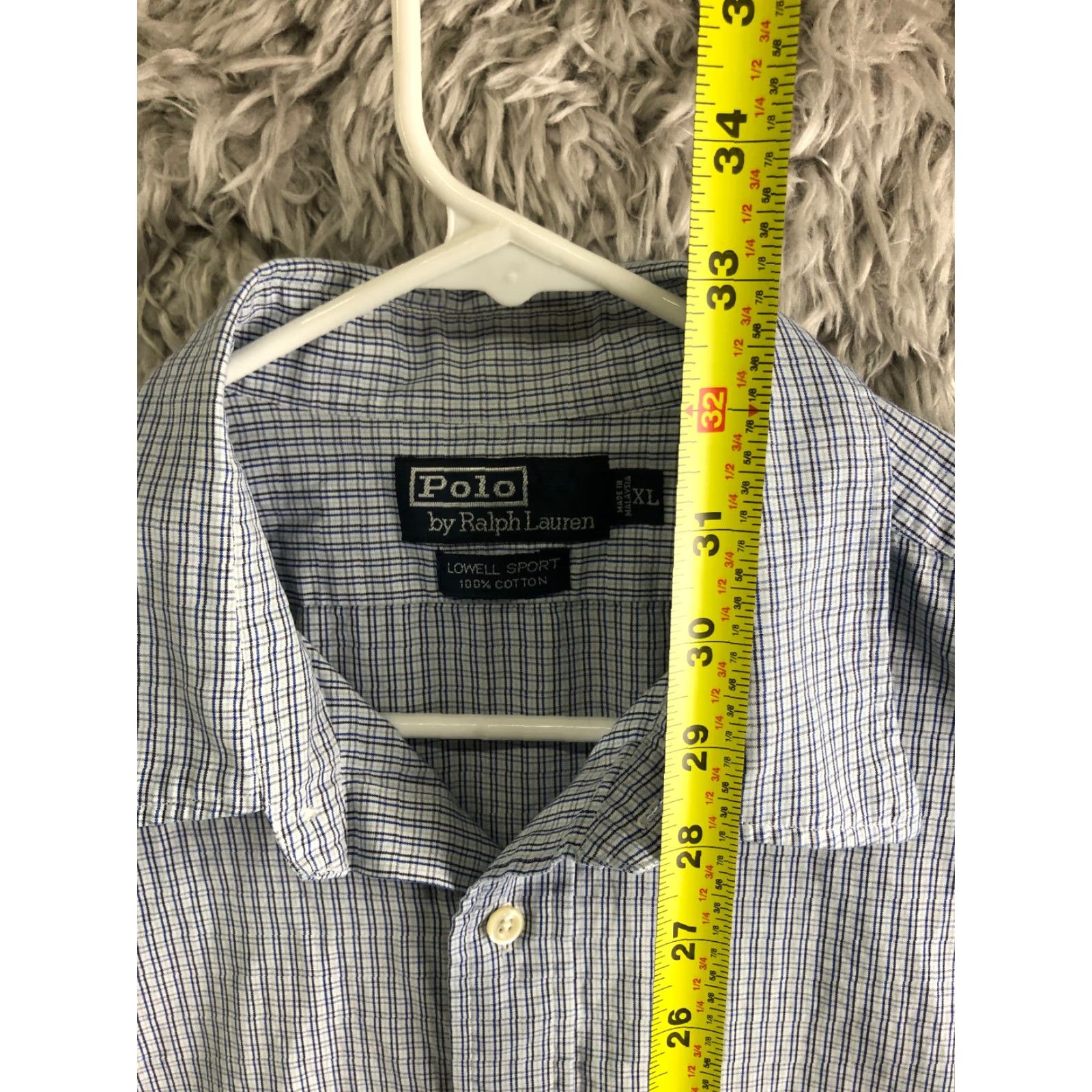 Polo Ralph Lauren Polo Ralph Lauren Lowell Sport Shirt XL Mens Blue Plaid Long Sleeve Spread Collar Button-Up Size US XL / EU 56 / 4 - 5 Thumbnail