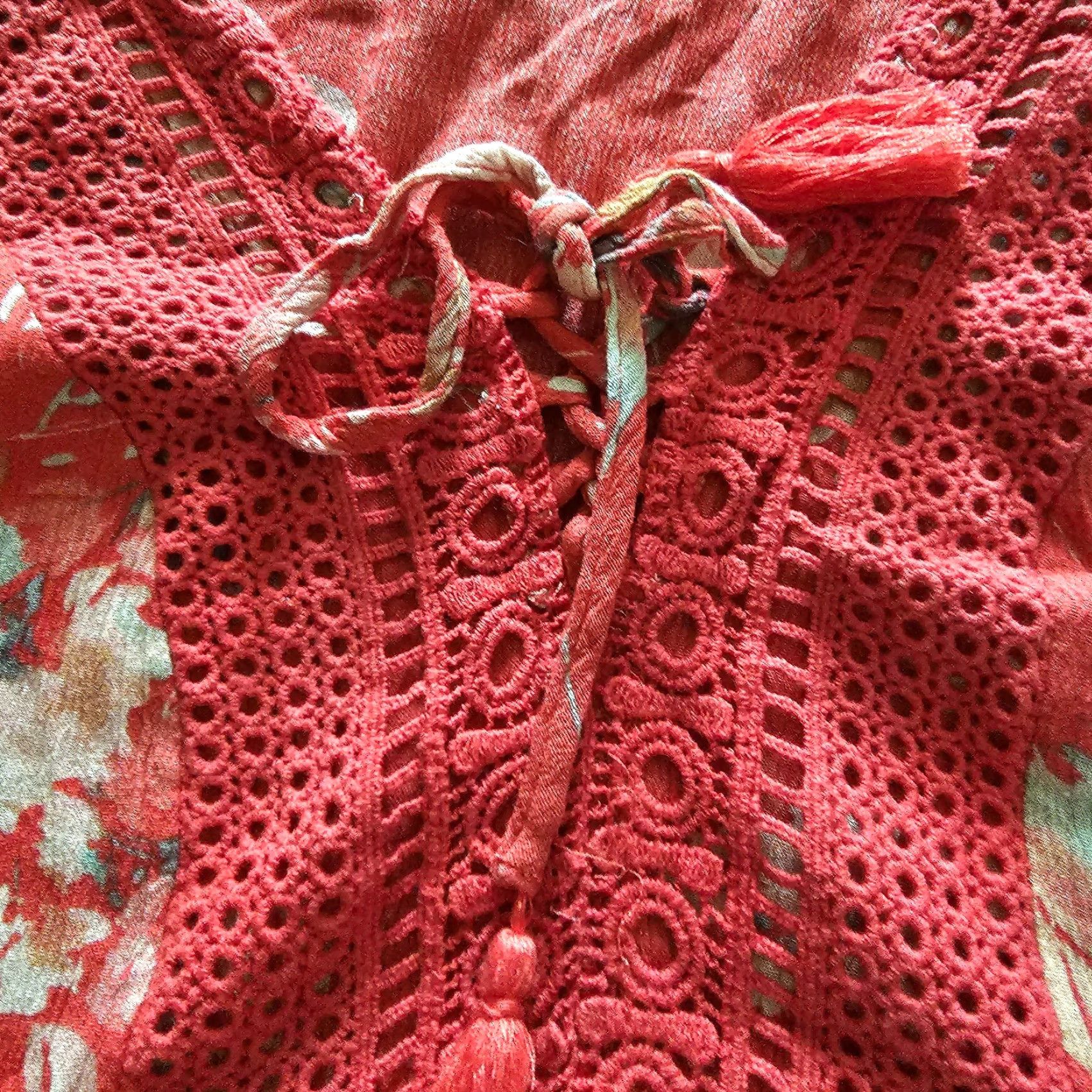 Torrid Torrid Top Shirt Womens 2X Orange Floral Crochet Boho Bell Sleeve V Neck Casual Size XXL / US 16-18 / IT 52-54 - 5 Thumbnail