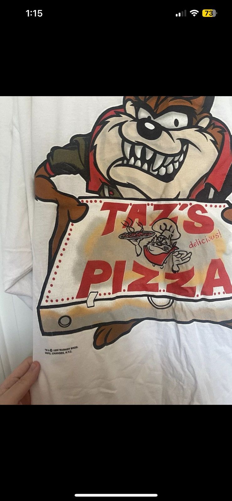 Changes × Vintage Vintage 1996 Warner Taz Pizza Double Sided Single Stitch Size US XXL / EU 58 / 5 - 4 Thumbnail
