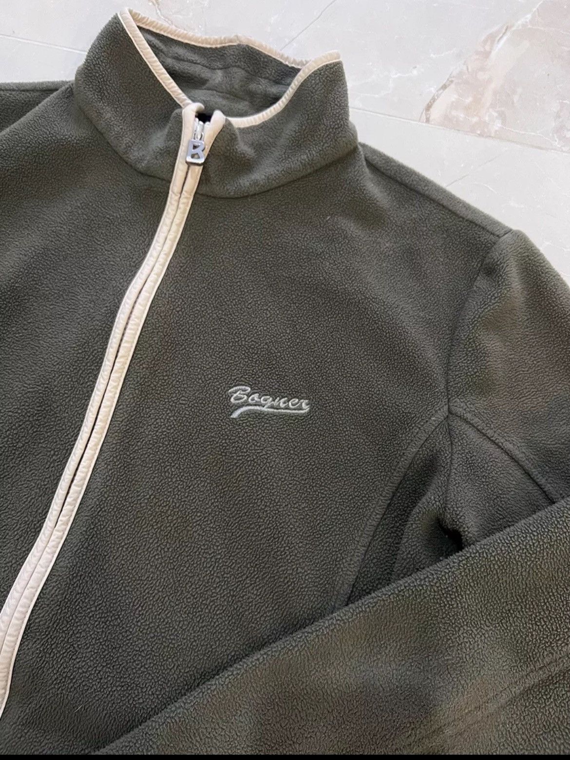Bogner × Vintage VTG Women's Bogner Fleece Zip Dark Green Sweater Size L / US 10 / IT 46 - 2 Thumbnail