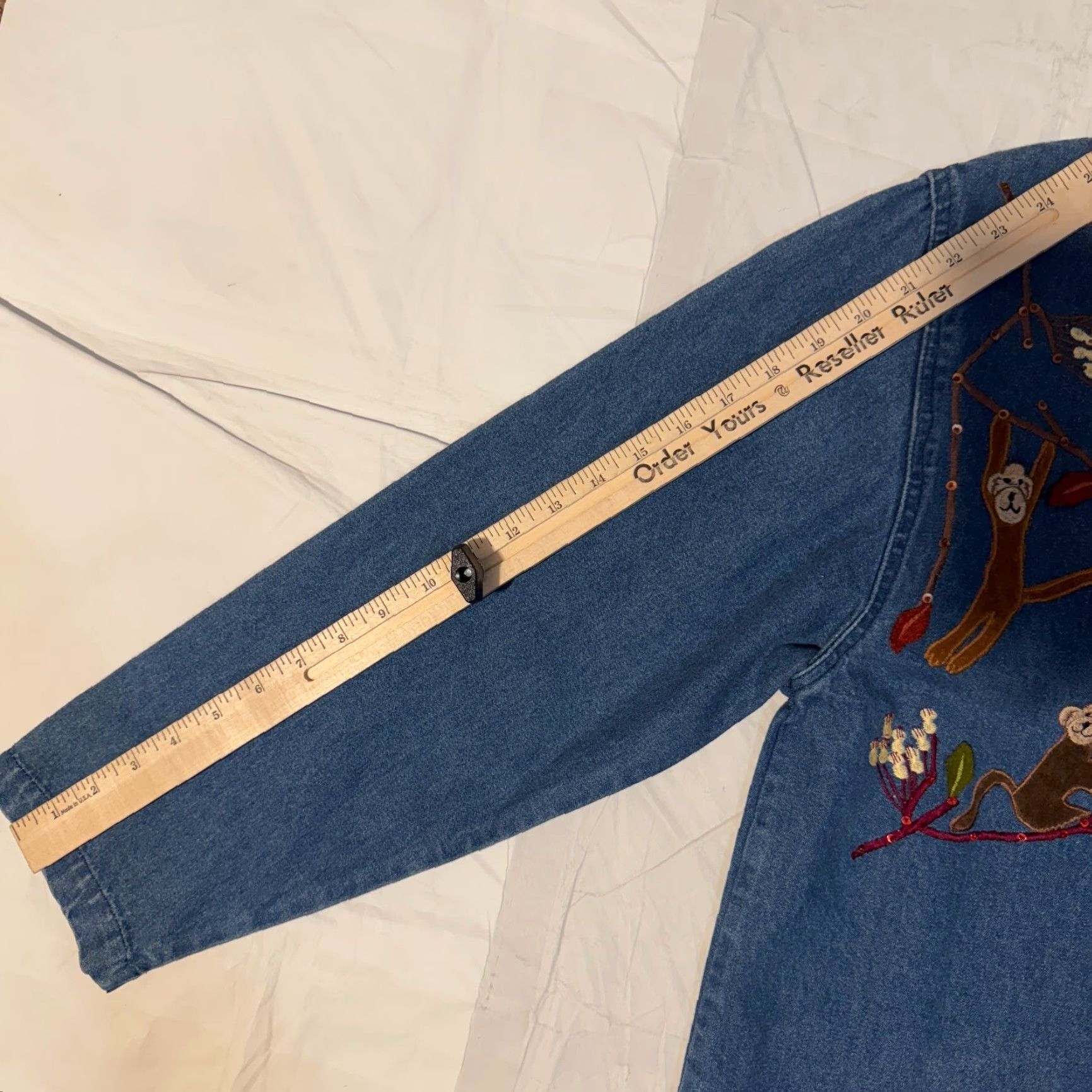 Denime VINTAGE Ronnie Salloway Embroidered Monkey Denim Shirt M NWT Button Up Size M / US 6-8 / IT 42-44 - 5 Thumbnail
