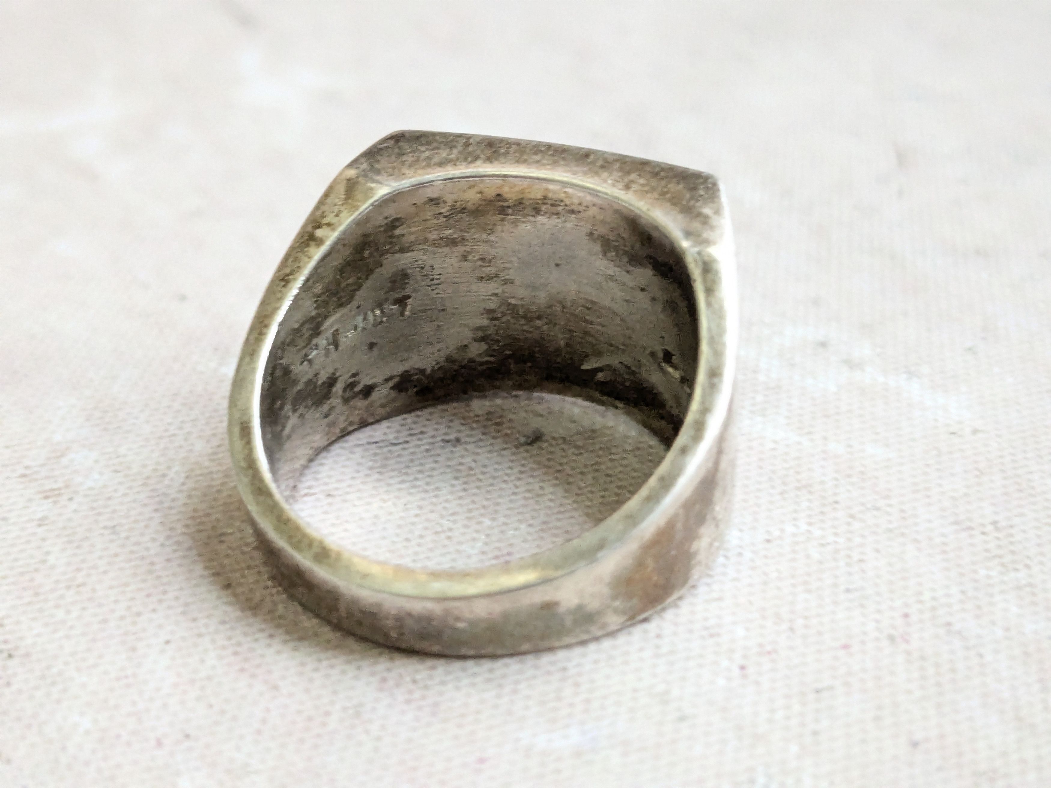 Sterling Silver Vintage Sterling Silver Ring Taxco Green Malachite 10.25 Size ONE SIZE - 8 Thumbnail