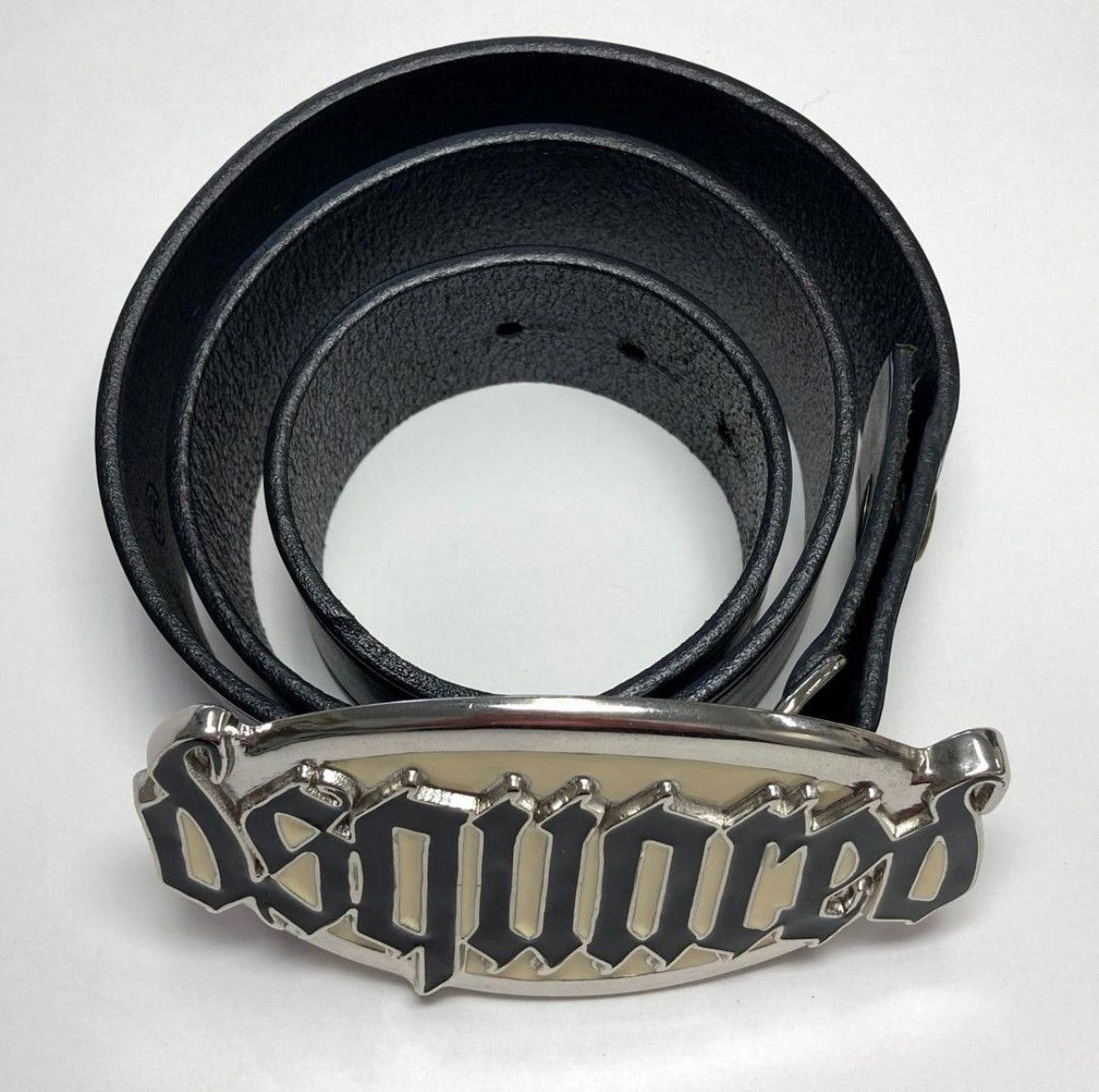 Pre-owned Dsquared2 Belt Big Backle Black Leather With Bag
