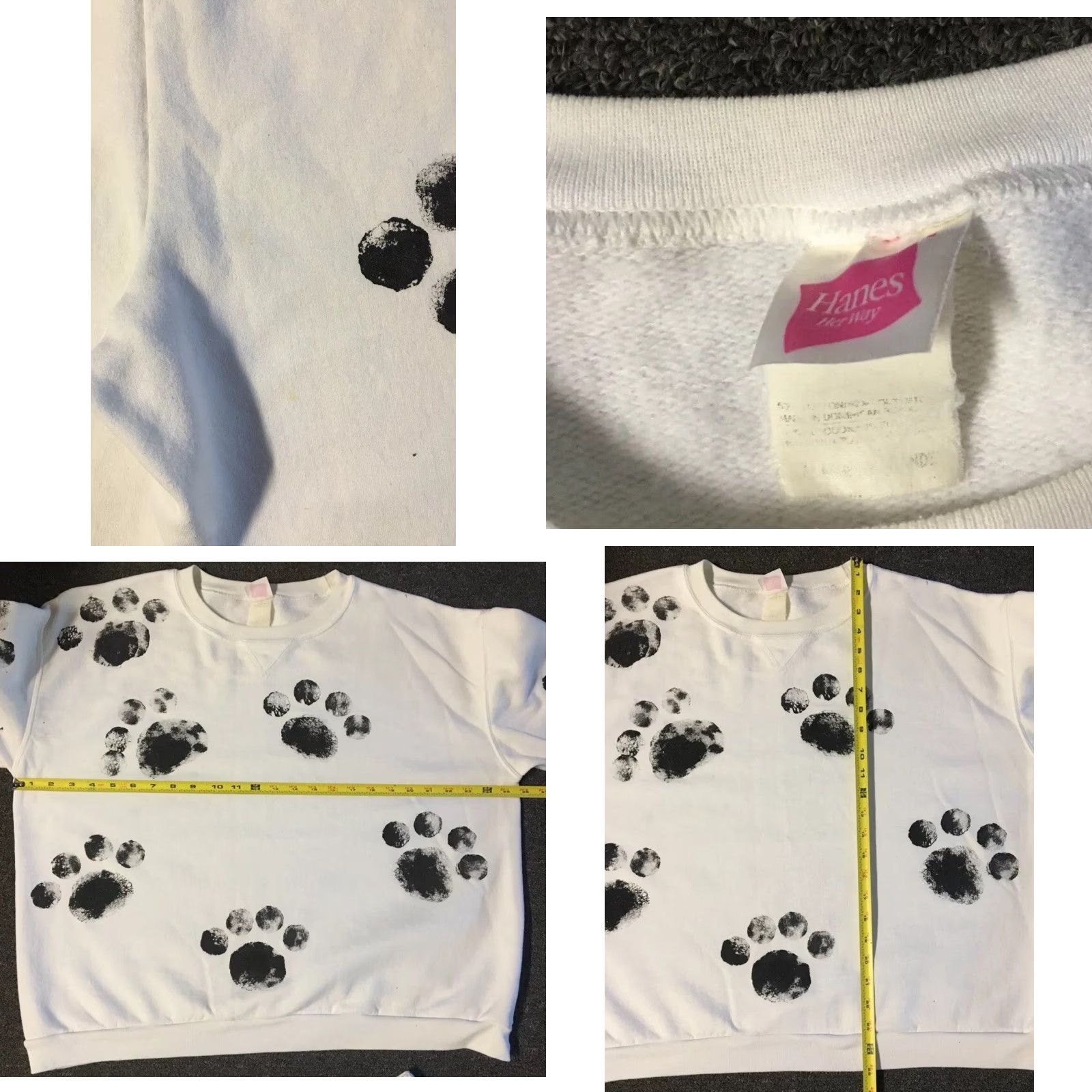 Vintage VINTAGE 90s Paw Prints Faded All Over Print Sweatshirt Sweatpants L Women Hoodie White Mens No; correct: remove invalid? Size L / US 10 / IT 46 - 9 Thumbnail
