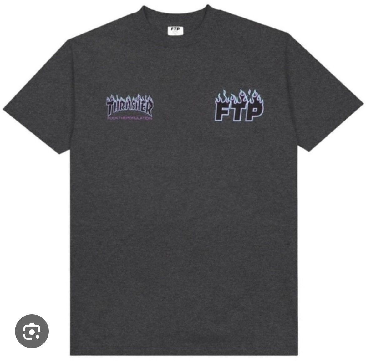 image of Ftp X Thrasher Gray Flame Shirt in Grey, Men's (Size Large)