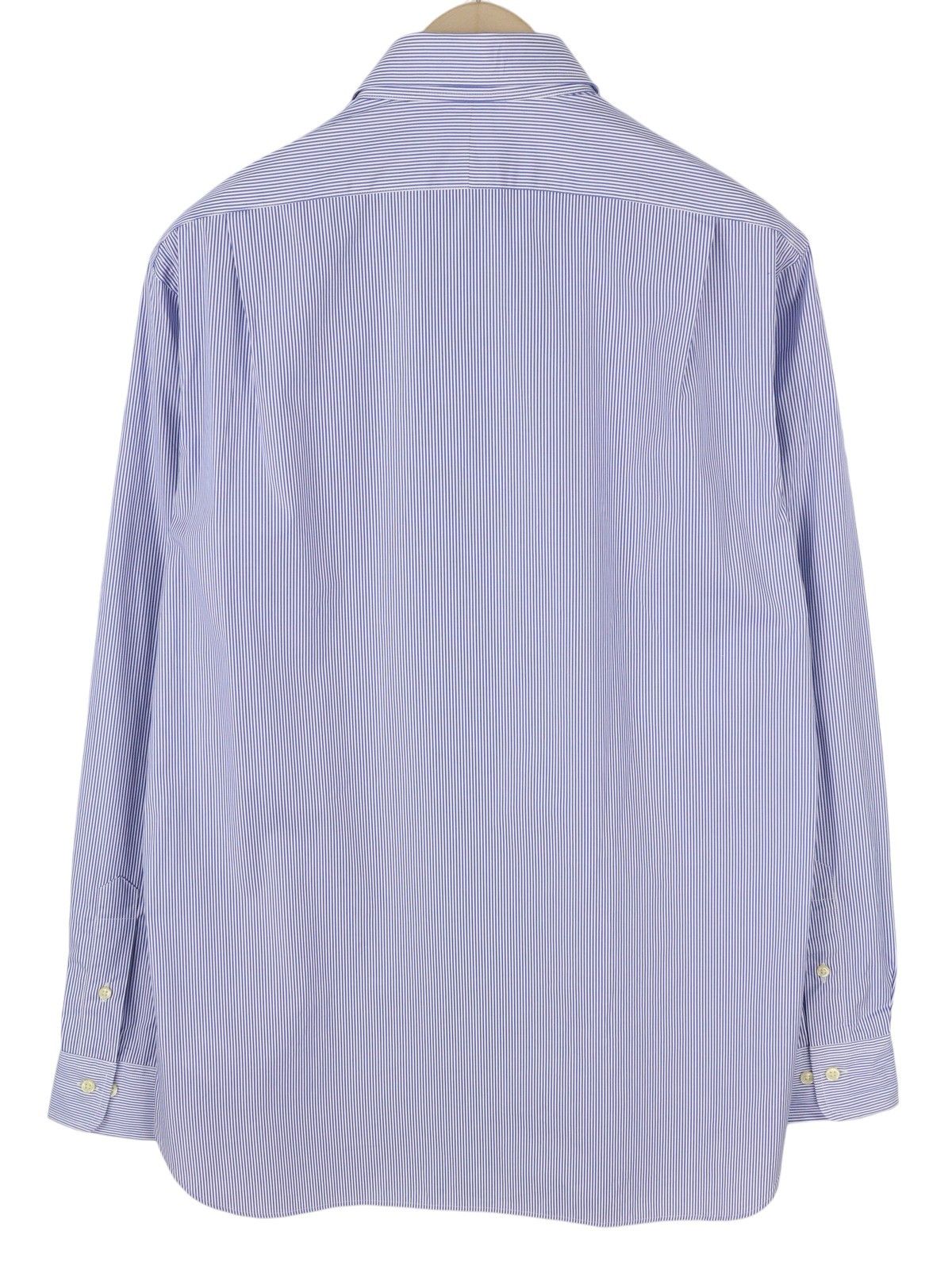 Ralph Lauren M Blue Striped Custom Fit Cutaway Logo Shirt 87013 Size US M / EU 48-50 / 2 - 2 Thumbnail