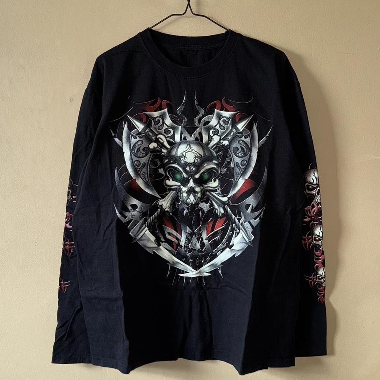 Vintage Y2K 2000s Cyber Skull Tribal Glow In The Dark Longsleeve Tee Size US XL / EU 56 / 4 - 1 Thumbnail