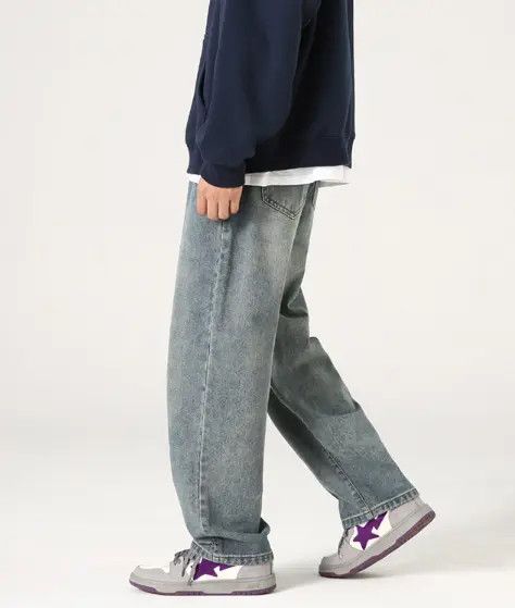 Japanese Brand × Jean Japanese retro washed distressed wide-leg jeans for men Size US 32 / EU 48 - 4 Thumbnail