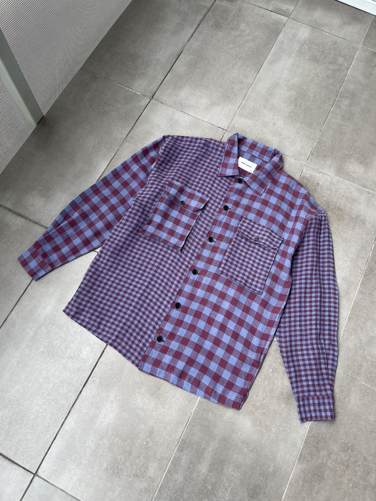 Henrik Vibskov !DS! SS22 Henrik Vibskov Mixed Purple Checks Shirt Size US L / EU 52-54 / 3 - 5 Thumbnail