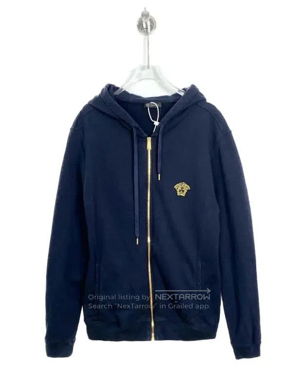 Versace Men's Navy Zip-Up Hoodie .