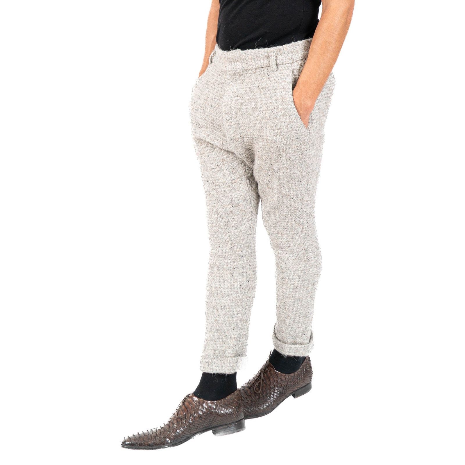 Haider Ackermann FW14 Cropped Trousers in Grey Boucle Wool Size US 30 / EU 46 - 3 Thumbnail