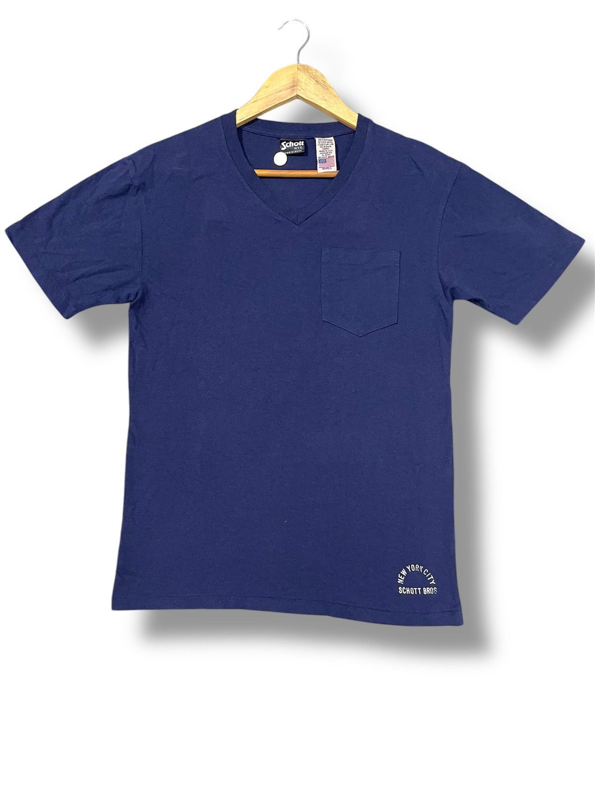 Schott × Vintage Vintage Schott Bros New York City V-Neck Pocket Tee Size US S / EU 44-46 / 1 - 1 Thumbnail