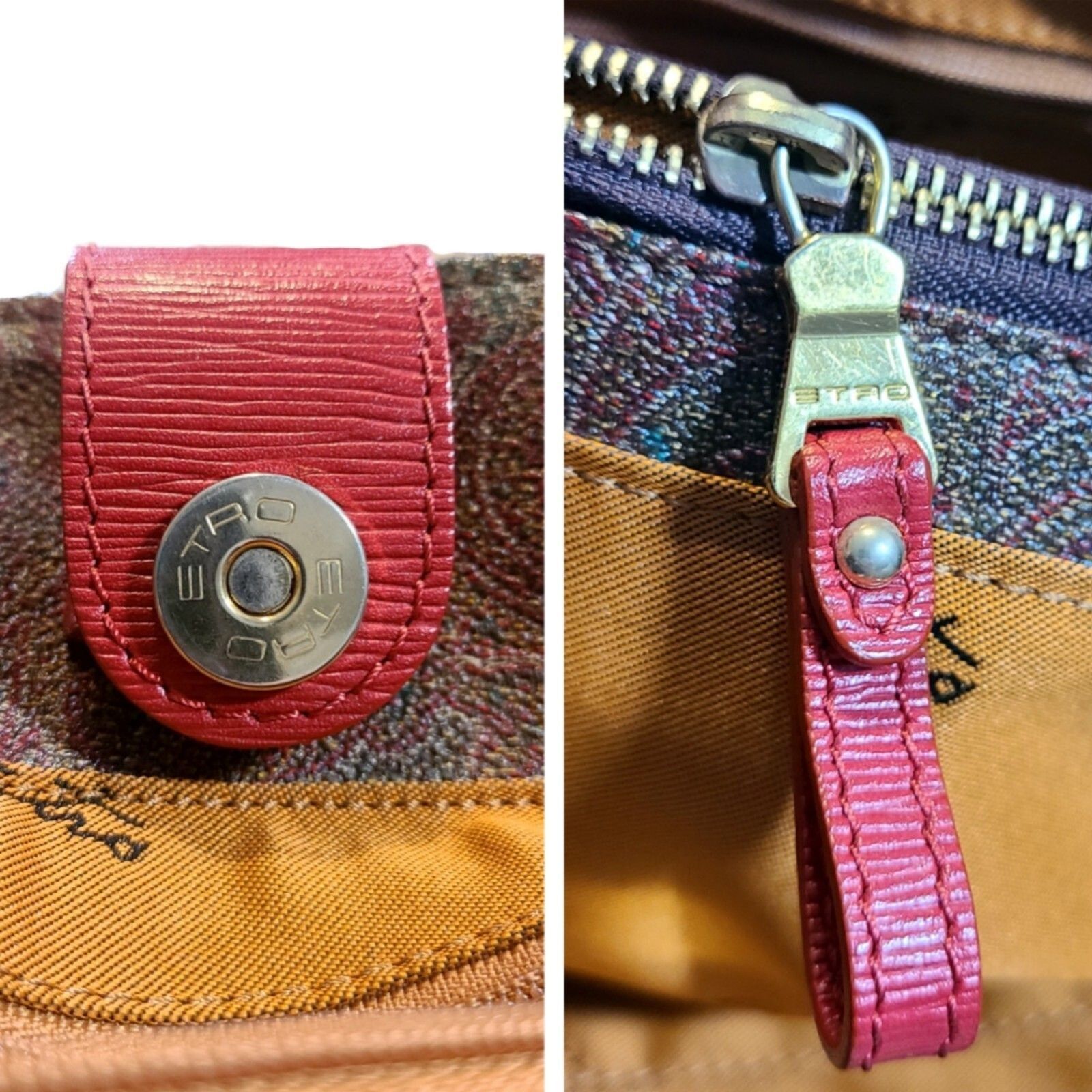 Etro Etro | Paisley Print Coated Canvas & Pink Leather Handbag Size ONE SIZE - 7 Thumbnail