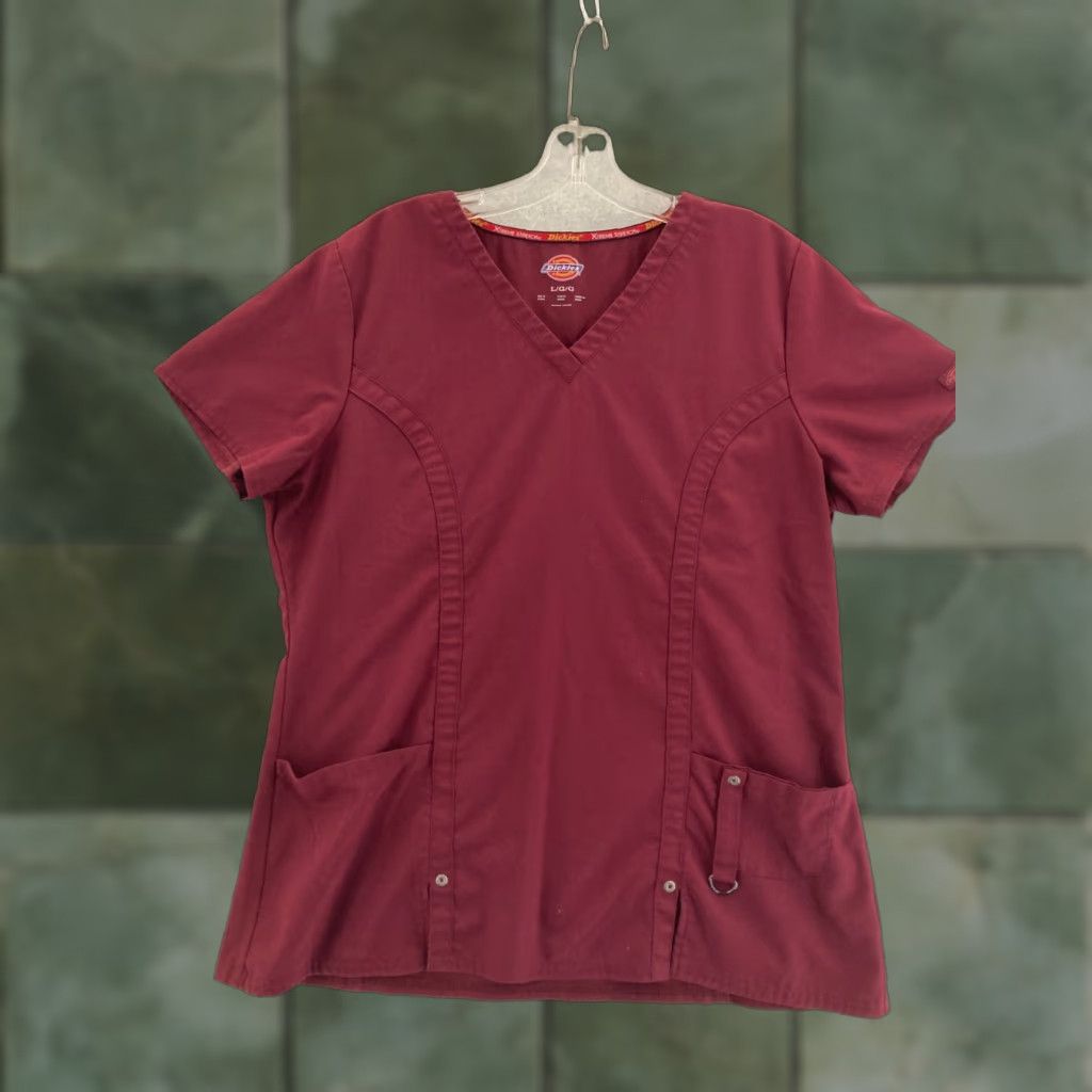 Dickies Dickies Scrub Top Womens Large Maroon Size L / US 10 / IT 46 - 1 Thumbnail