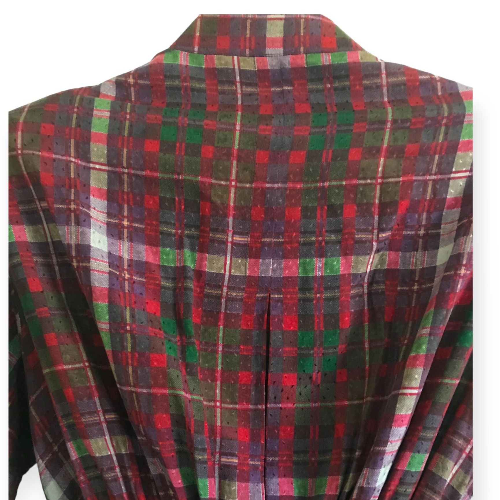 Other 1980s Christian Aujard Plaid Silk Midi Dress Made in Italy Size S / US 4 / IT 40 - 12 Thumbnail