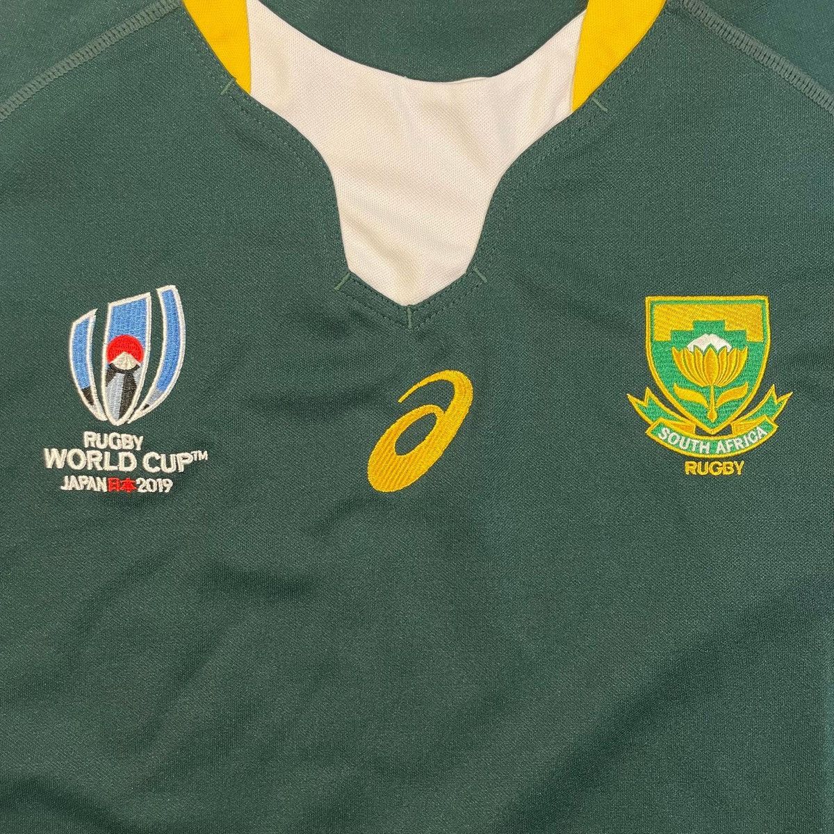 Asics Green and yellow South Africa ASICS rugby jersey shirt tee Size US M / EU 48-50 / 2 - 7 Thumbnail