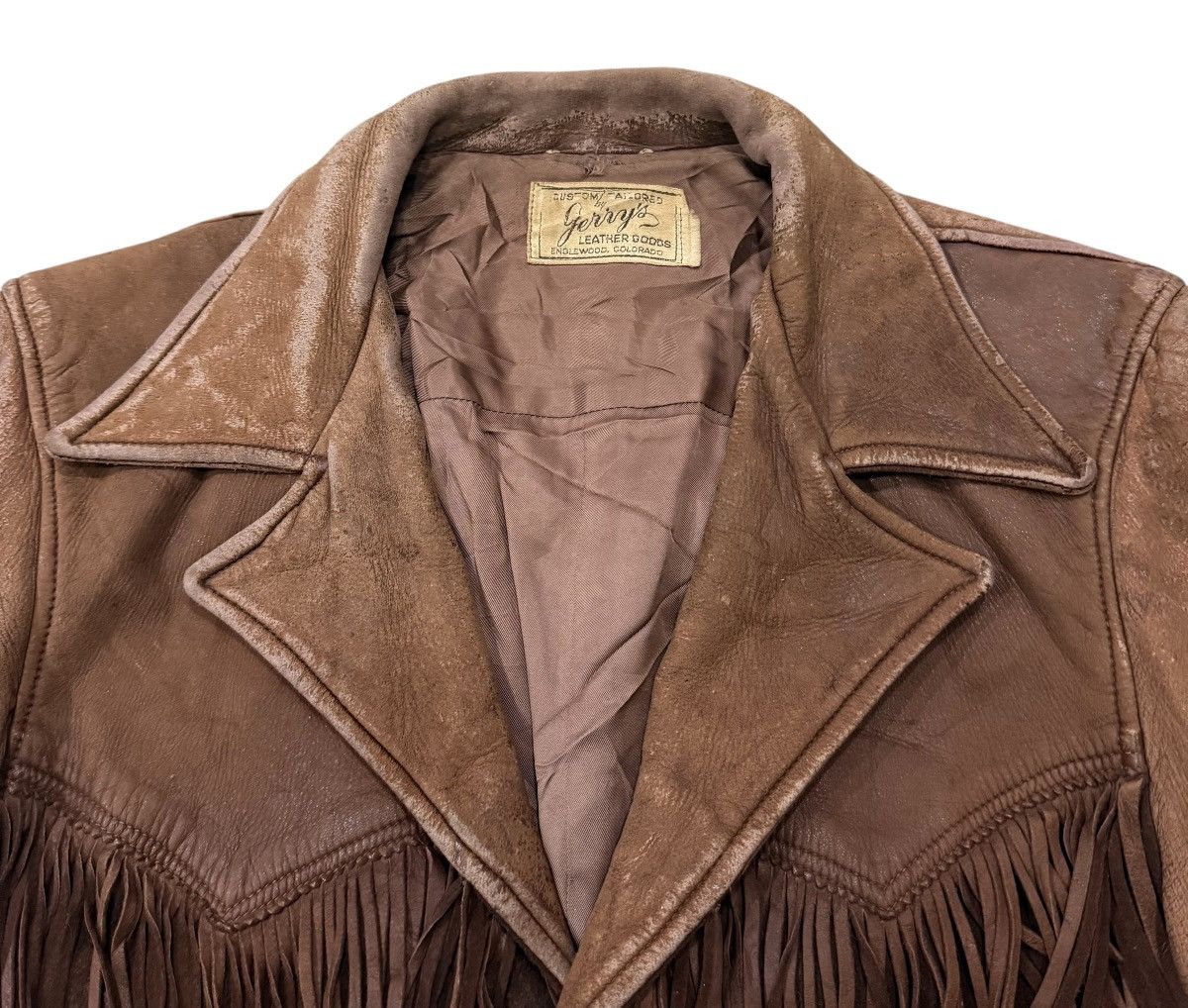 Vintage Gerrys Cowboy Style Fringes Tailored Leather Jacket