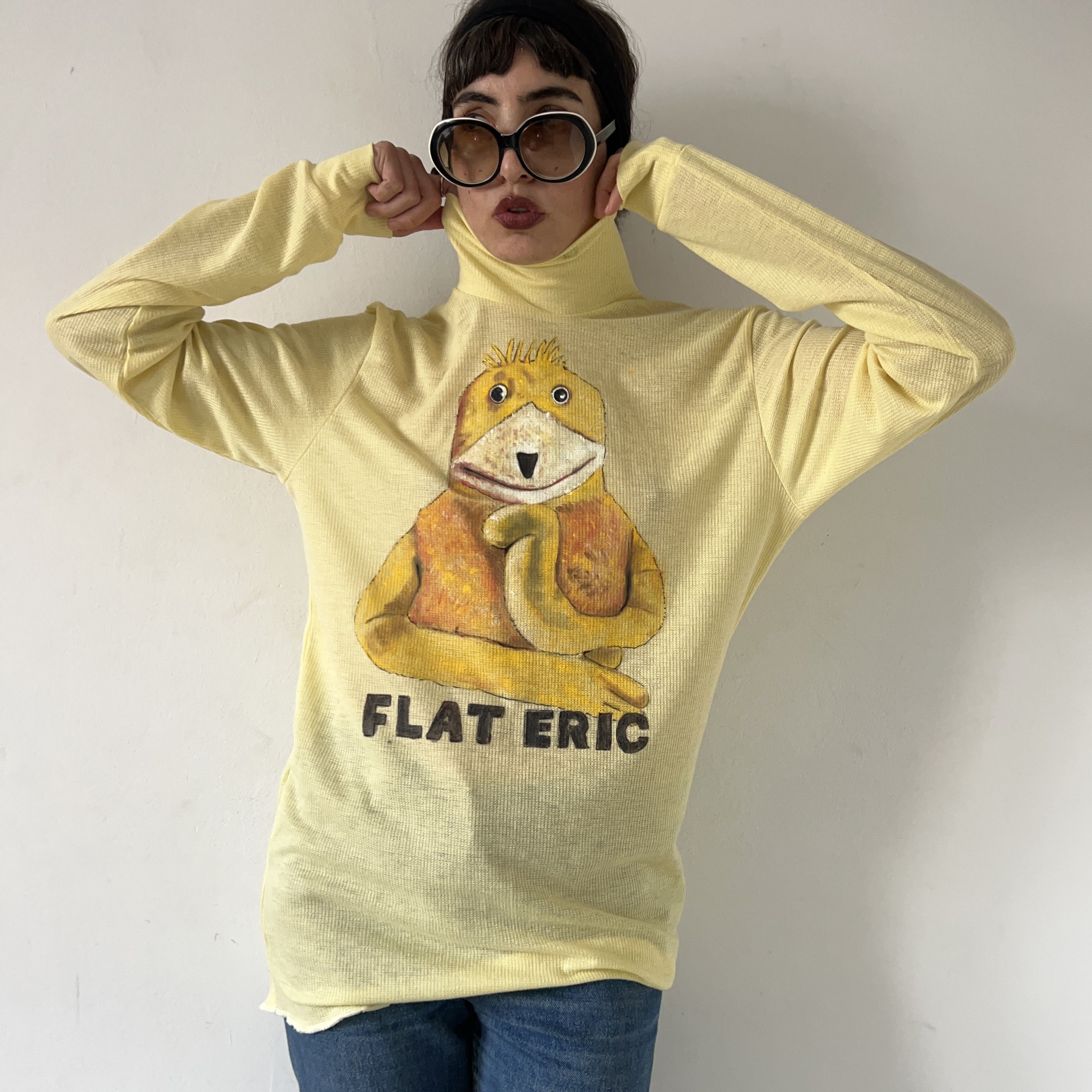 Vintage Custom made Flat Eric Vintage yellow turtleneck knit sweater Size XXL / US 16-18 / IT 52-54 - 2 Thumbnail