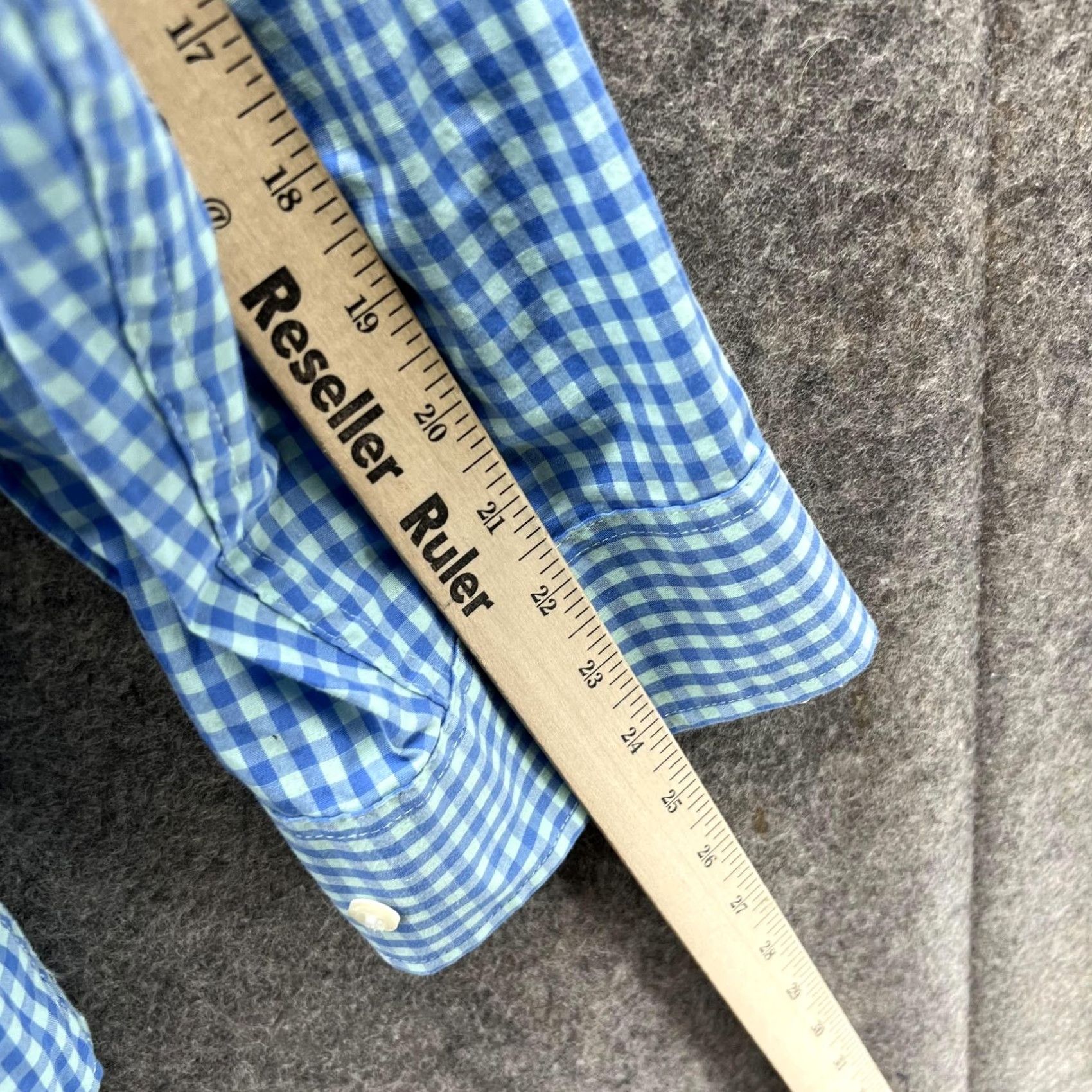 Izod VINTAGE IZOD Shirt Men XXL Blue Button-Down Dress Gingham Premium Essentials Check Shirt Size 48R - 3 Thumbnail