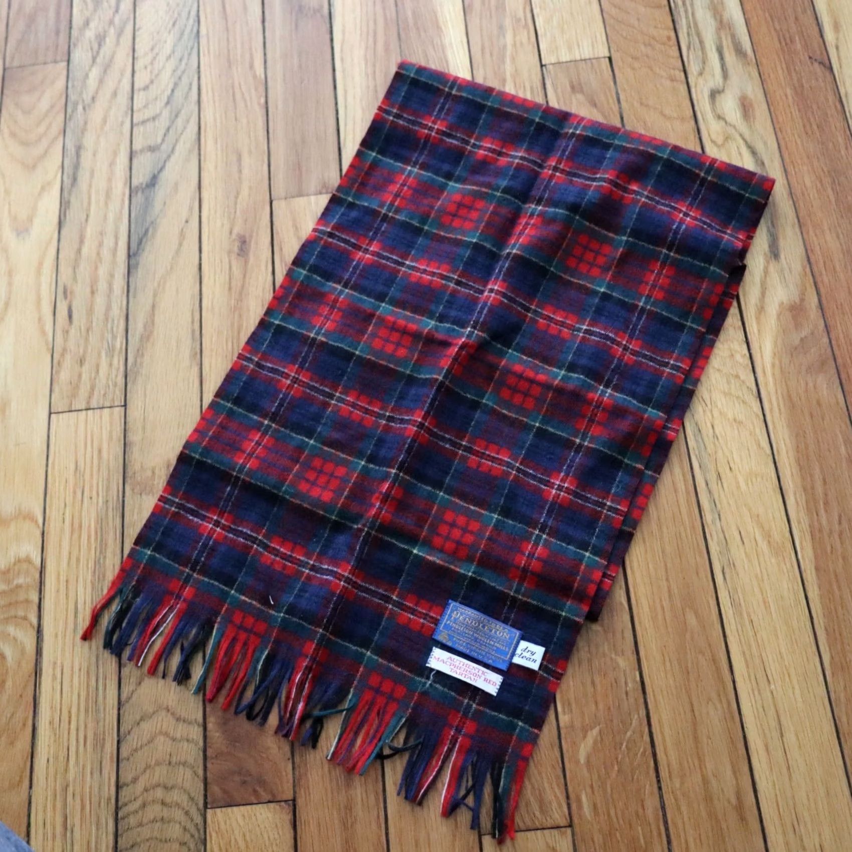 Pendleton VINTAGE Pendleton Wool Fringe Plaid Scarf MacPherson Red Green Tartan USA Made Size ONE SIZE - 2 Thumbnail