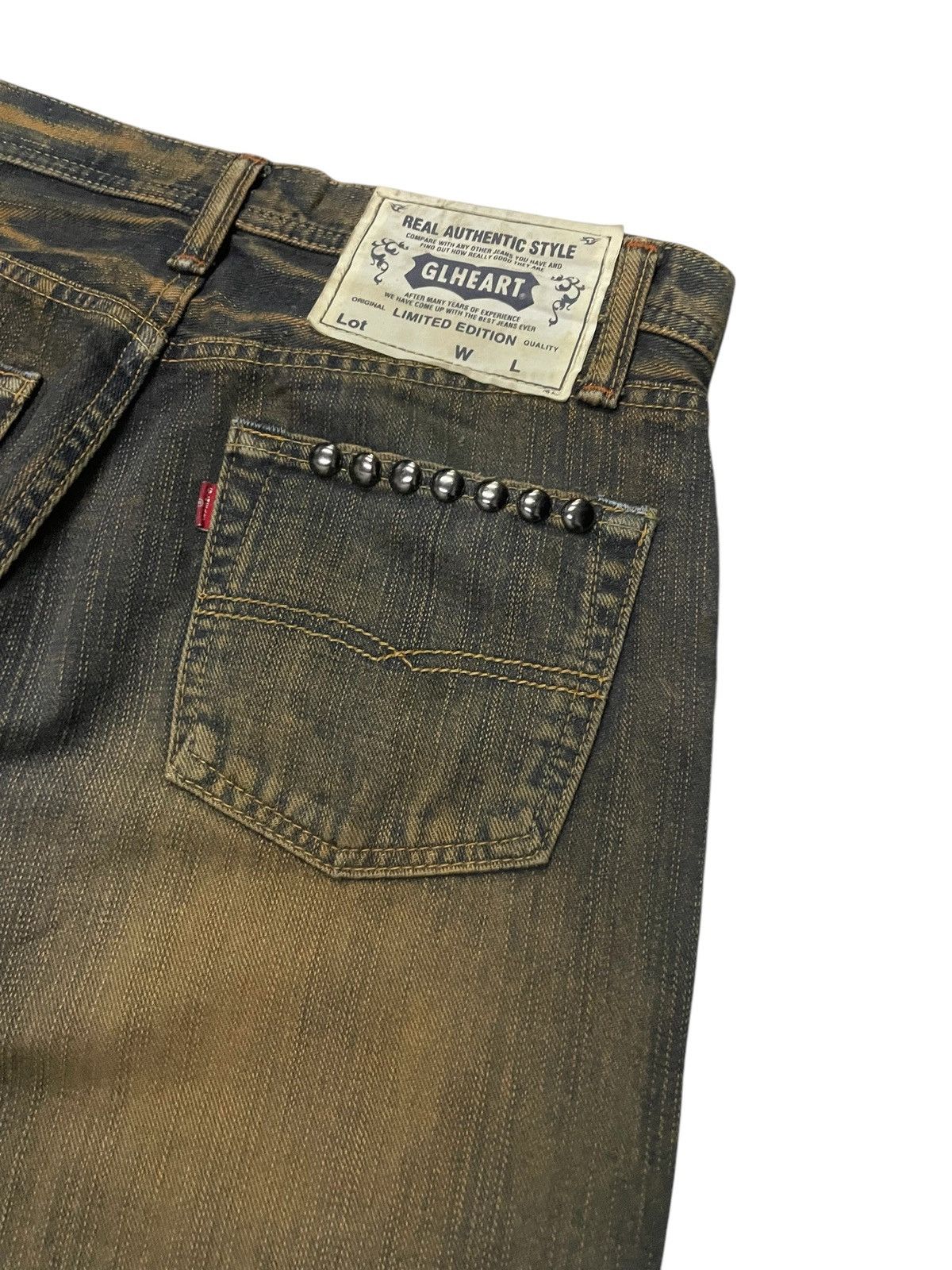 Hysteric Glamour × If Six Was Nine × Le Grande Bleu (L.G.B.) GLHEART Japan Studded Mud Wash Loose Jeans Size US 30 / EU 46 - 18 Thumbnail