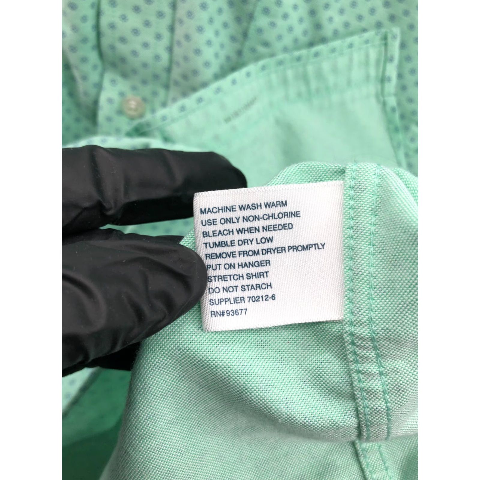 Stafford Stafford Travel Shirt Mens Regular Size 15.5 Green Long Sleeve Button-Up Collar Spread Geometric Pattern Modern Classic Outdoor Size US L / EU 52-54 / 3 - 7 Thumbnail