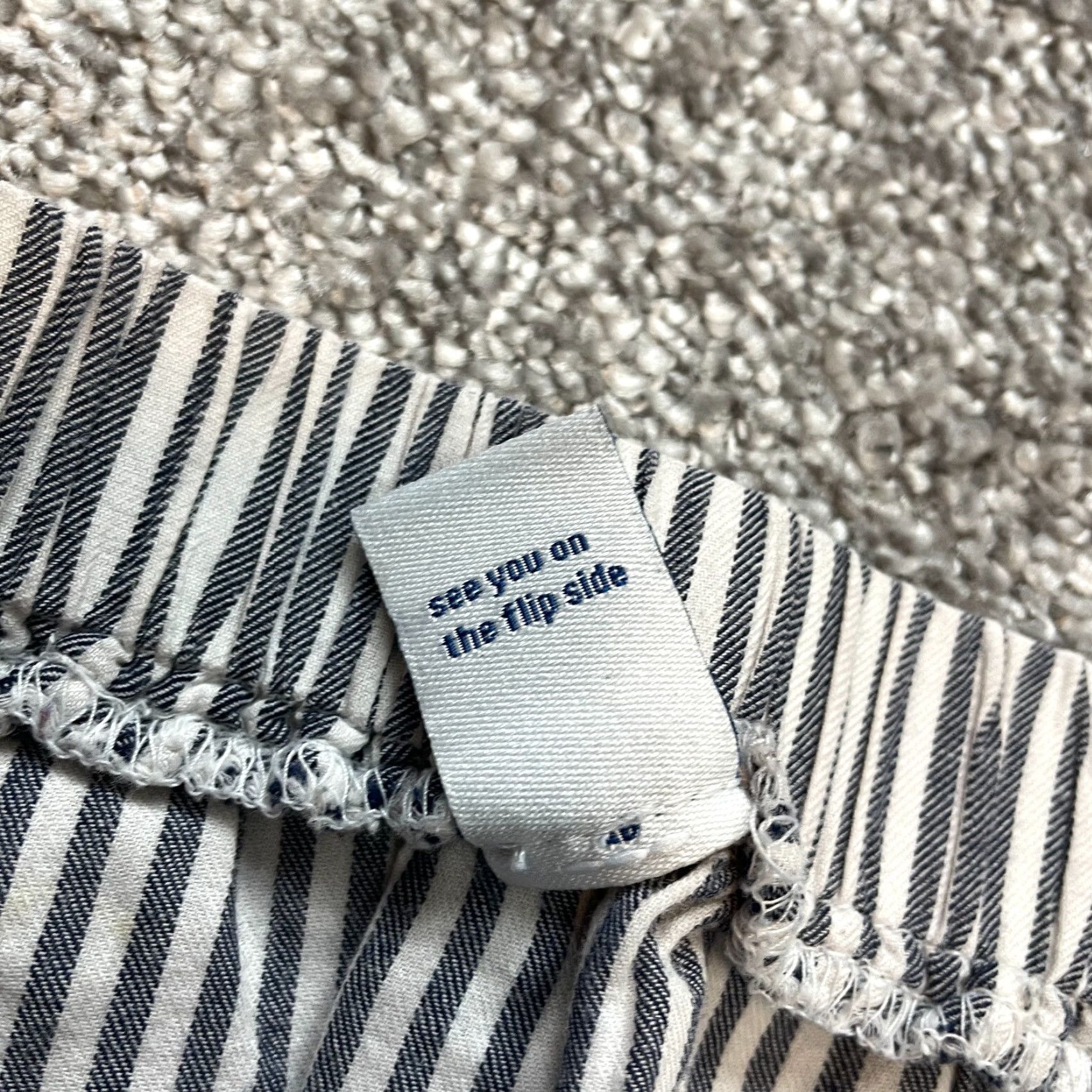 Old Navy VINTAGE Old Navy Peasant Top Blouse Shirt Womens 2X Plus Blue Striped Off the Shoulder Size XXL / US 16-18 / IT 52-54 - 5 Thumbnail