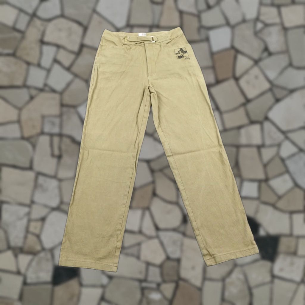 Mickey & Co. VINTAGE Disney Pants Womens Large Tan Mickey Mouse Embroidered Chino Belted 90s Size 36" / US 14 / IT 50 - 1 Thumbnail