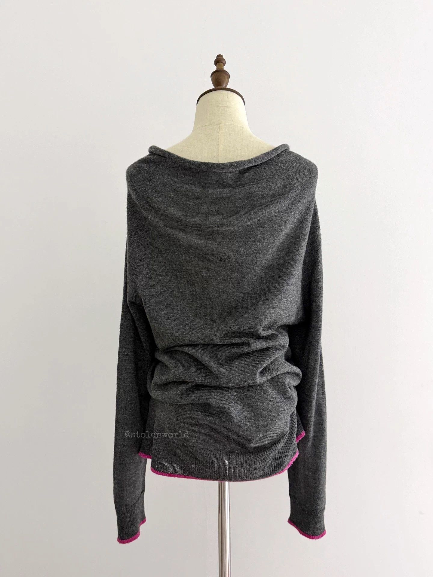 Y's Y's Dark Gray Slouchy Wool Knit Top Size 2 Size M / US 6-8 / IT 42-44 - 4 Thumbnail