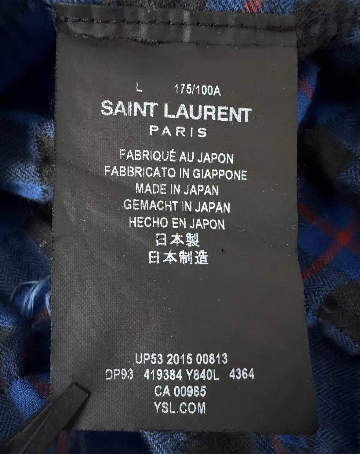 Saint Laurent Paris Saint Laurent Klein Blue Flannel Shirt with Fringes- wxx Size US L / EU 52-54 / 3 - 3 Thumbnail