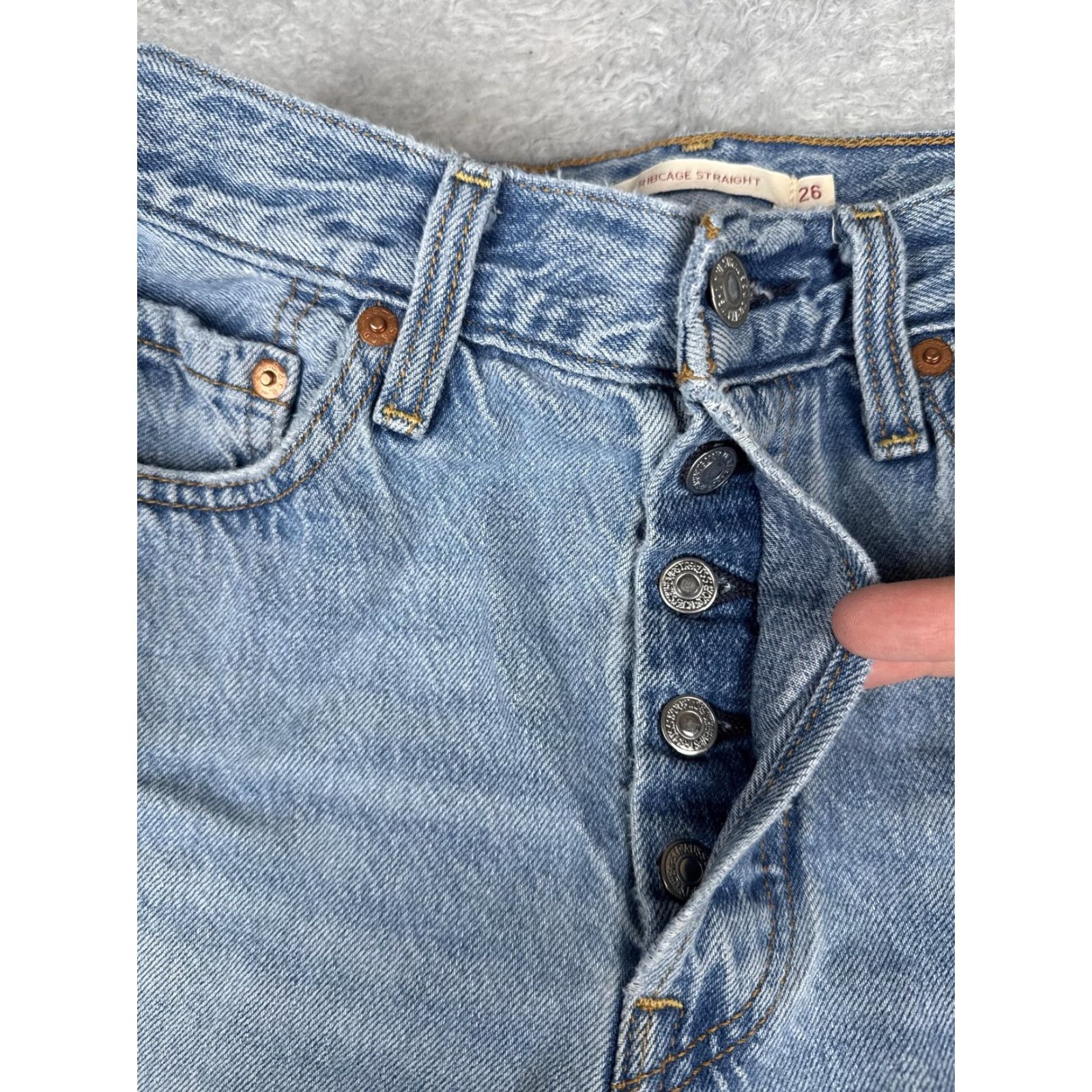 Levi's VINTAGE Levis Ribcage Straight Jeans Womens 26 Blue High Rise Button Fly 24x26 Size 26" / US 2 / IT 38 - 5 Thumbnail