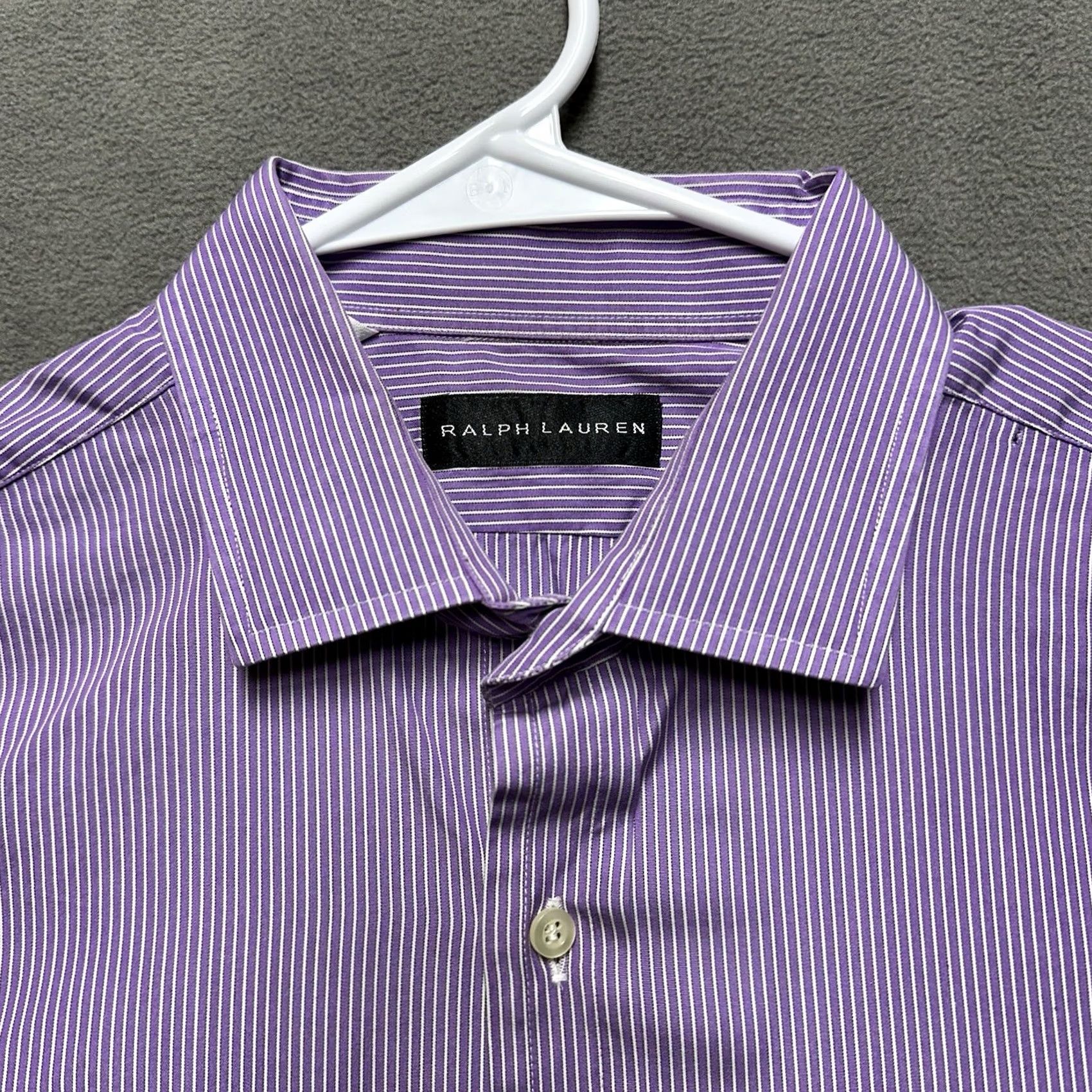 Ralph Lauren Ralph Lauren Black Label Dress Shirt Mens 16 Purple Striped Button Up Italy EUC Shirt Long Sleeve (Barrel Cuff) 100% Cotton Size 42R - 4 Thumbnail