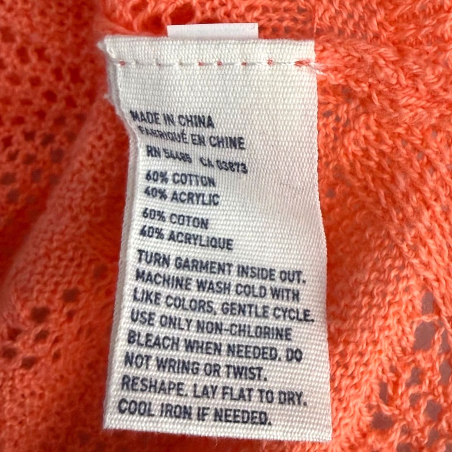 American Eagle Outfitters VINTAGE American Eagle Cardigan M Coral Orange Pointelle Diamond Open Knit Retro 2012 Size M / US 6-8 / IT 42-44 - 6 Thumbnail