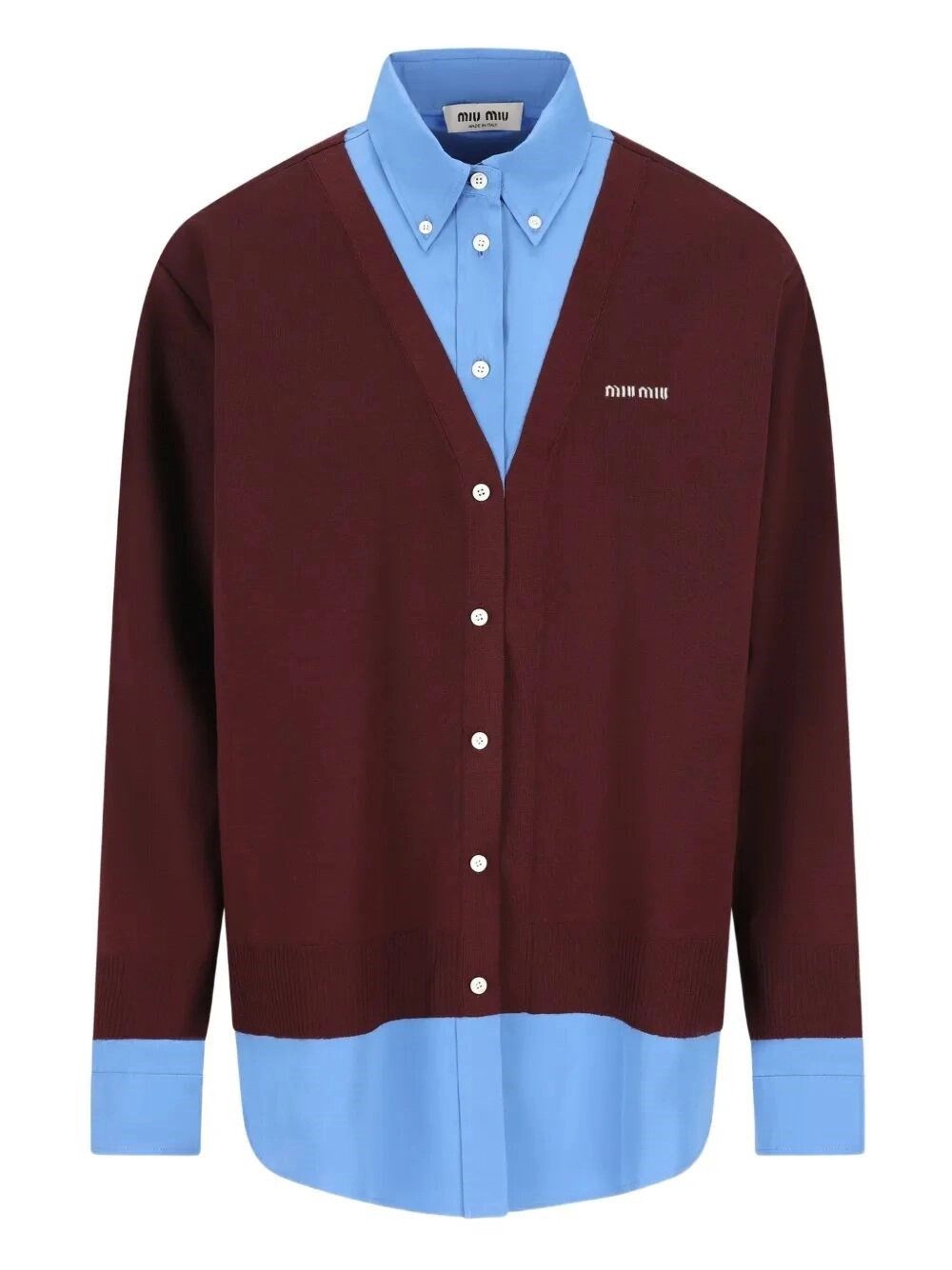 Miu Miu Wool Cardigan With Cotton Details Size M / US 6-8 / IT 42-44 - 1 Thumbnail