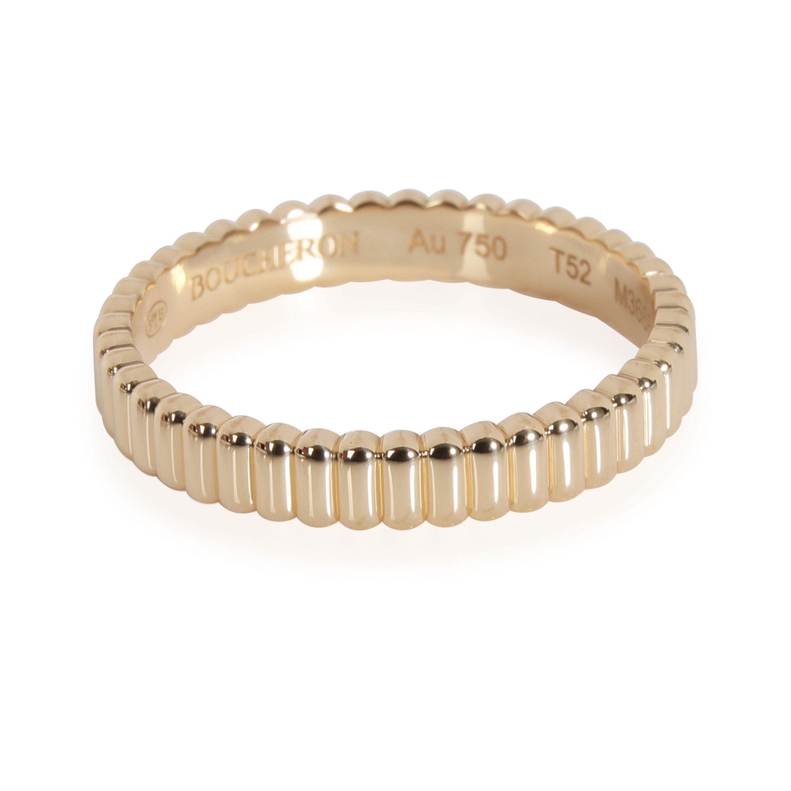 image of Tiffany Co Boucheron Grosgrain Wedding Band In 18K Yellow Gold, Women's