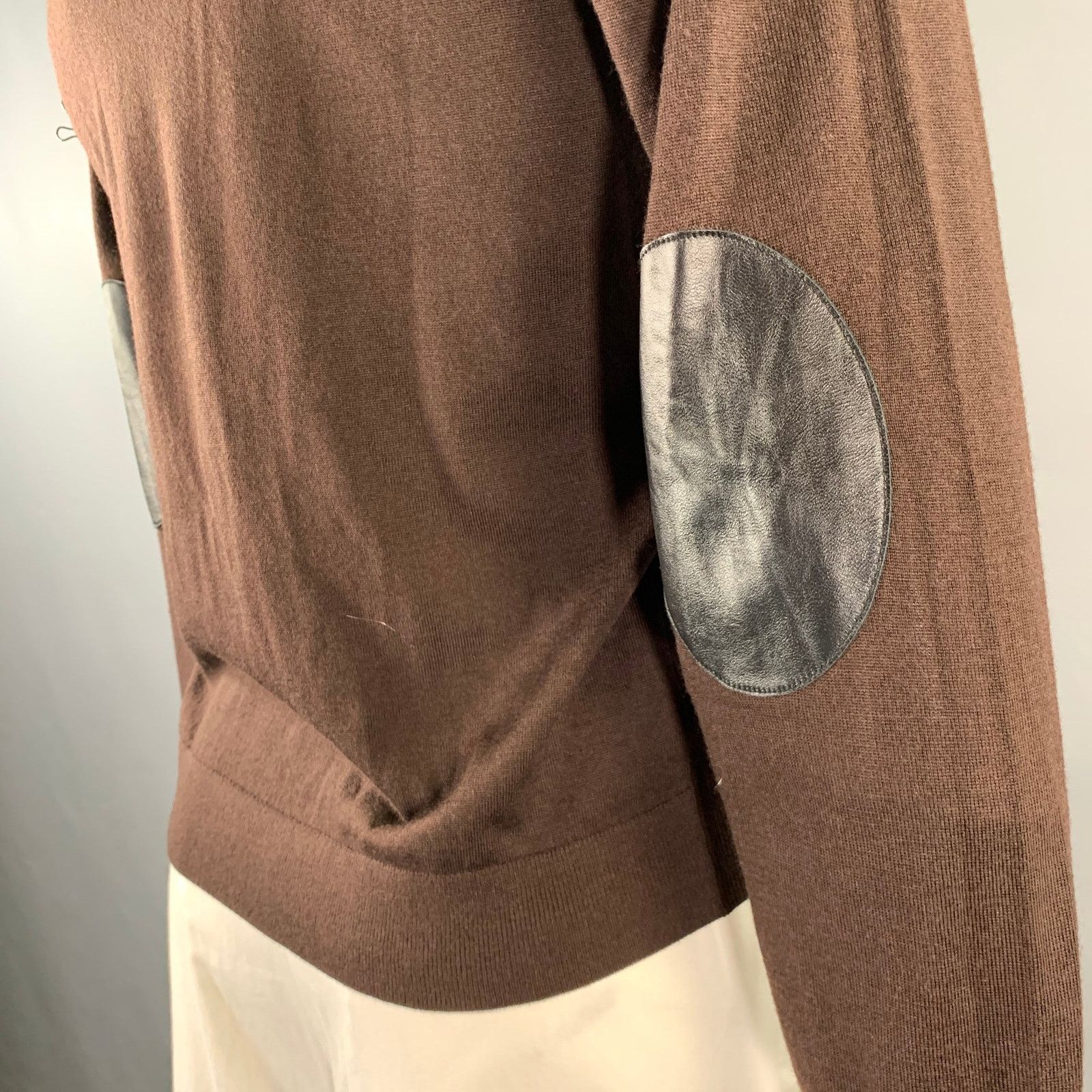 Joseph JOSEPH Size L Brown Solid Wool Blend Crew-Neck Pullover Size US L / EU 52-54 / 3 - 2 Thumbnail