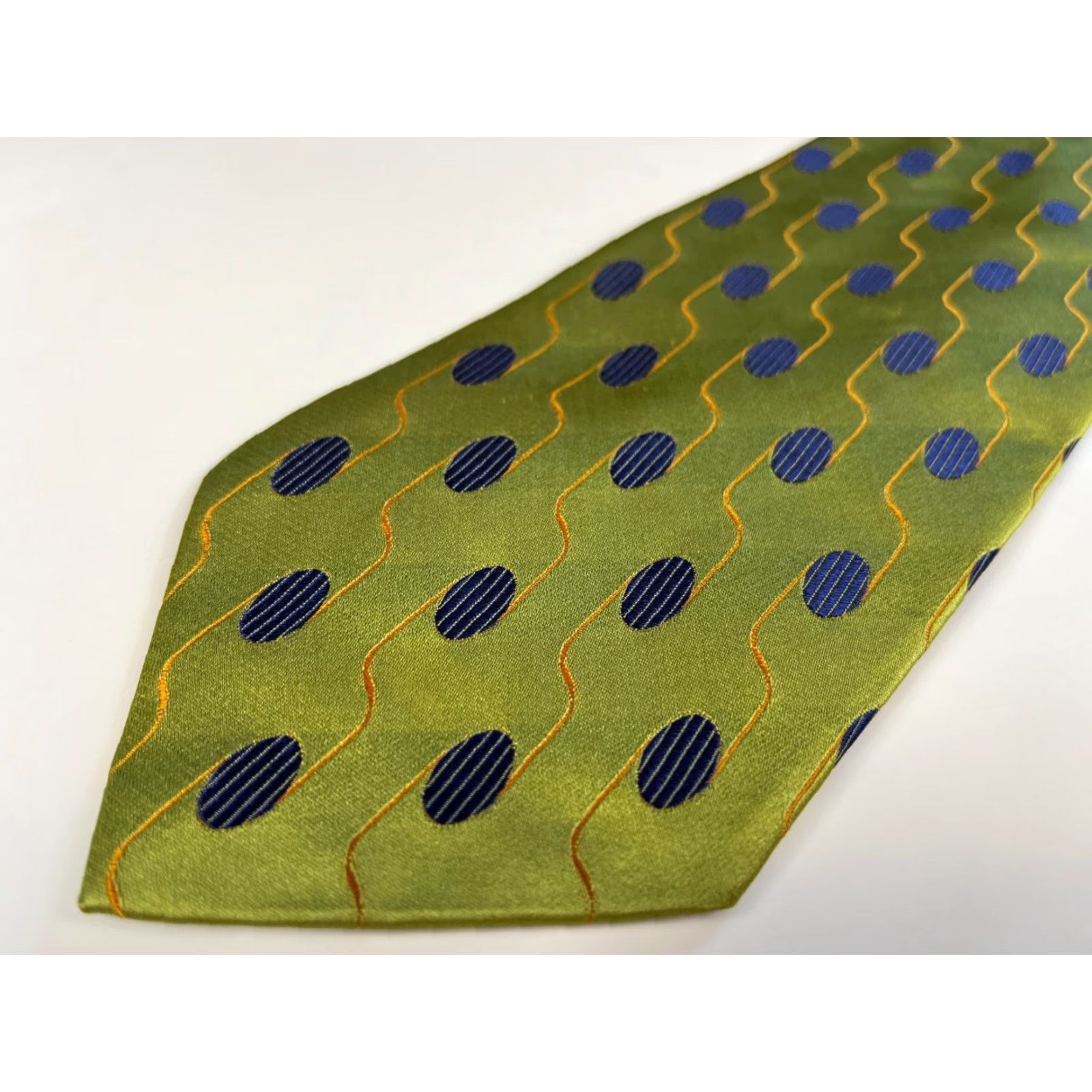 Ermenegildo Zegna VINTAGE Ermenegildo Zegna Tie Geometric Mens Silk Made in Italy Green 57.75" 3.75" Wide Adult Men’s Designer Pattern Geometric 100% Silk Italy Size ONE SIZE - 5 Thumbnail