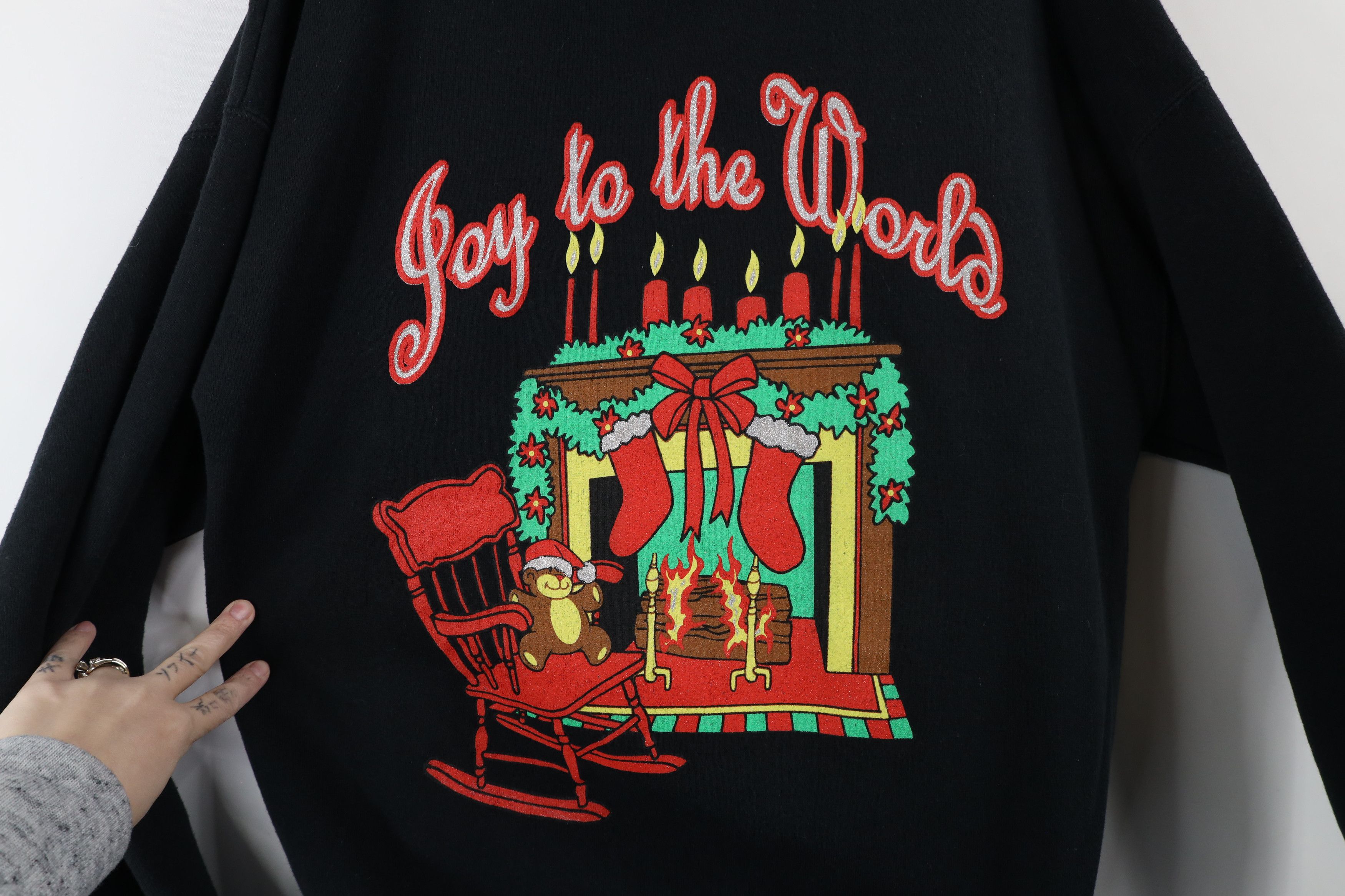 Vintage Vintage 90s Streetwear Joy To the World Christmas Sweatshirt Size XL / US 12-14 / IT 48-50 - 4 Thumbnail