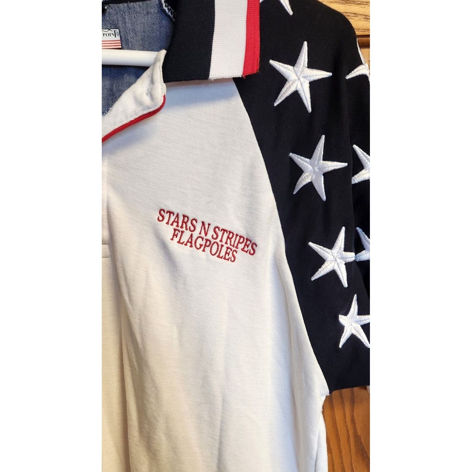 Vintage Rock Point Freedom Polo Shirt Men's L Solid with Stars Red White Blue Patriotic Retro Shirt Polo Mens L Rock Point Size US L / EU 52-54 / 3 - 6 Thumbnail