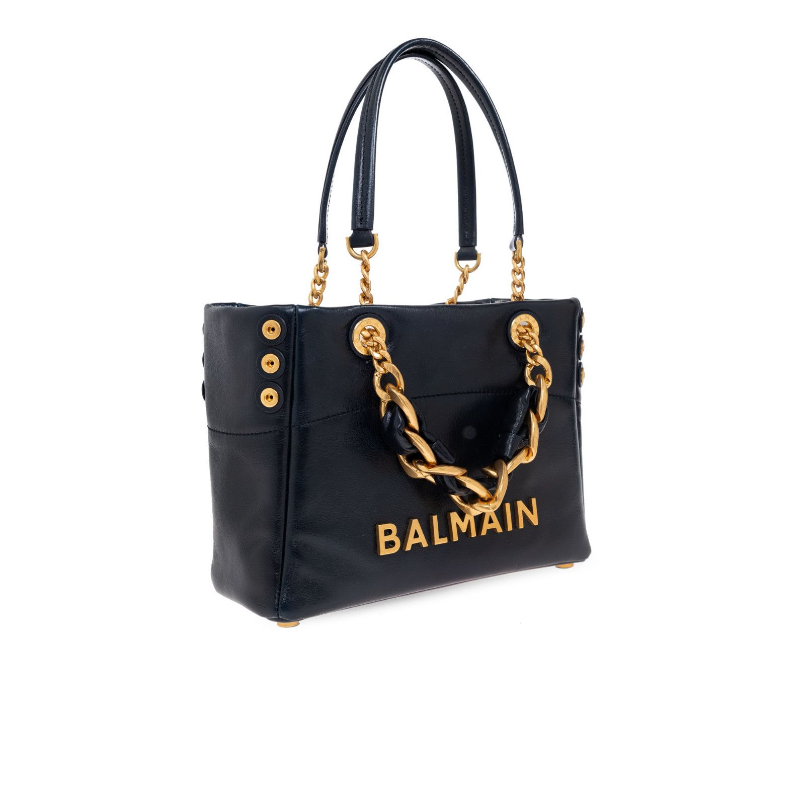 Balmain BALMAIN 1945 Soft Small Navy Leather Tote Bag New & Authenti Size ONE SIZE - 3 Thumbnail