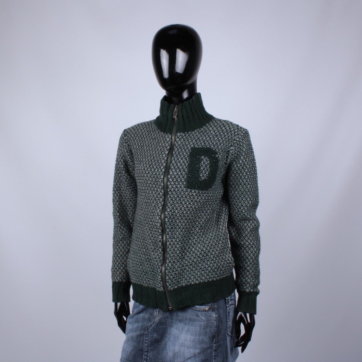 Diesel × Vintage Y2K DIESEL Vintage Cotton Knit Full Zip Big Logo Sweater Size M / US 6-8 / IT 42-44 - 1 Thumbnail