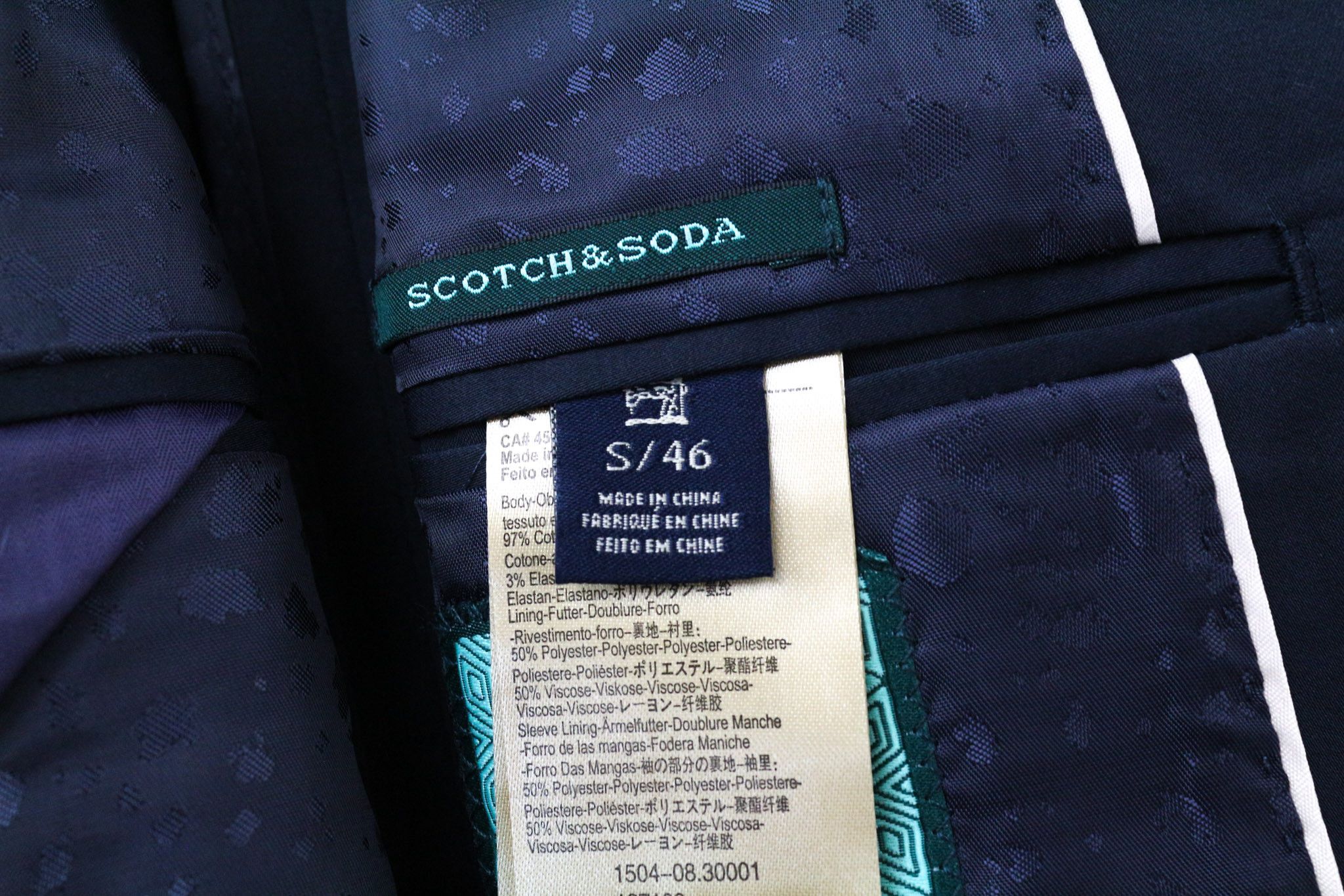 Scotch & Soda S Blue Cotton Stretch Two-Button Blazer 75612 Size 36R - 7 Thumbnail