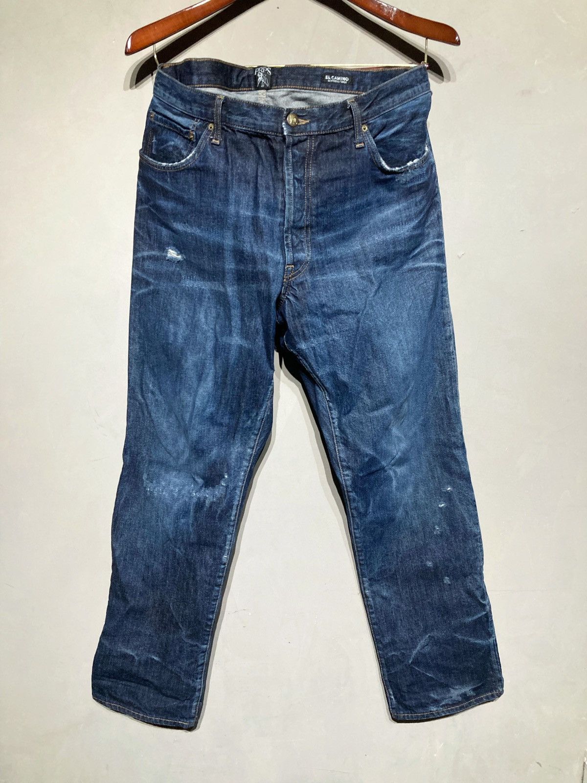 image of Prps $492 OG Wash Portugal Distressed El Camino Denim Jeans in Blue, Men's (Size 32)