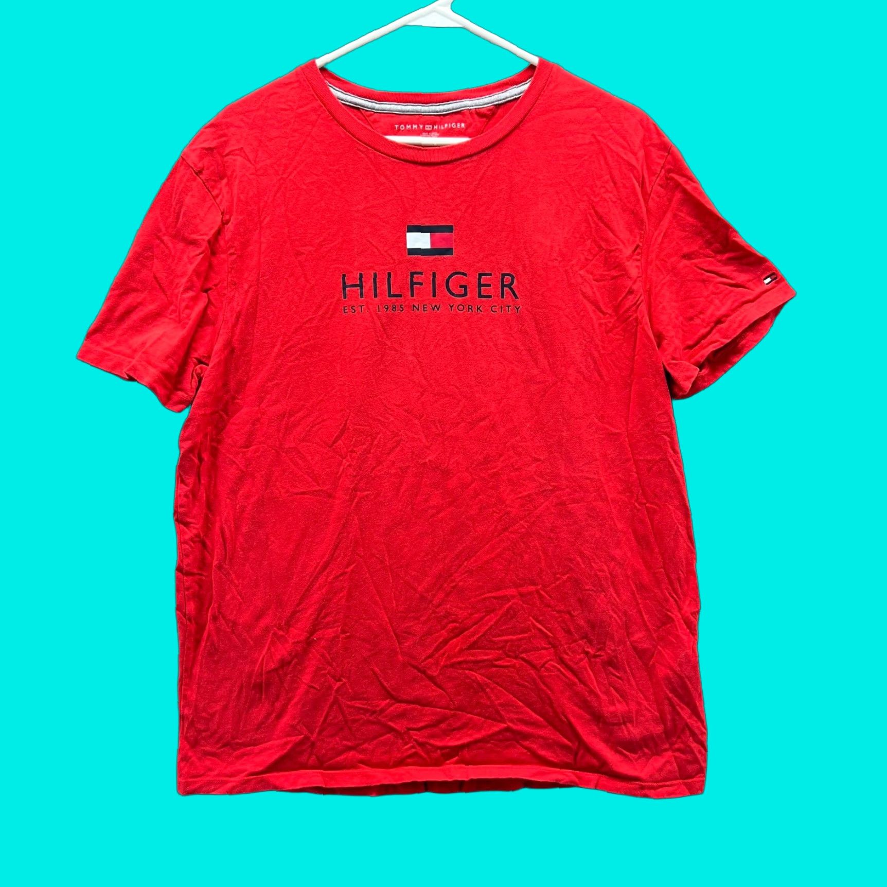 Tommy Hilfiger VINTAGE Tommy Hilfiger Shirt Men Large Red Crewneck Logo Printed Tee Crewneck Cotton XL? (original size L) Size US L / EU 52-54 / 3 - 1 Thumbnail