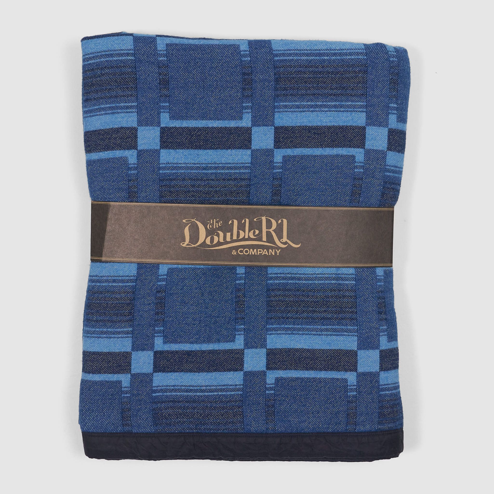 Pre-owned Rrl Ralph Lauren T Indigo Blue Jacquard Camp Throw Blanket