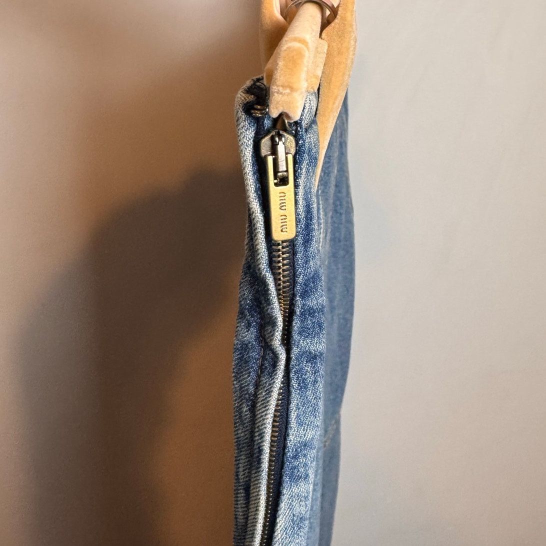 Miu Miu MIU MIU Gonna Distressed Denim Patchwork Skirt - Size 38 Size 26" / US 2 / IT 38 - 6 Thumbnail