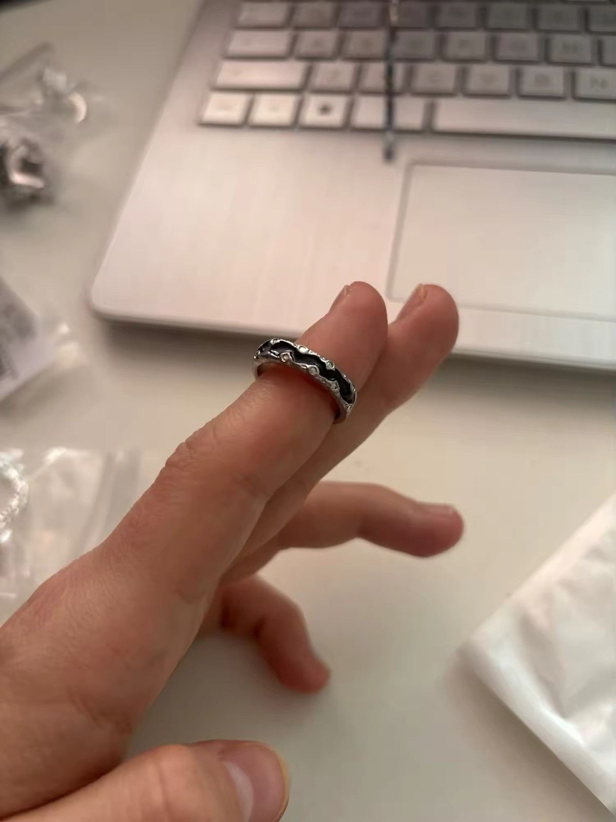 Japanese Brand × Vintage Kpop Goth Punk Vintage Double Oil Drip Open Rings for Women Size ONE SIZE - 5 Thumbnail