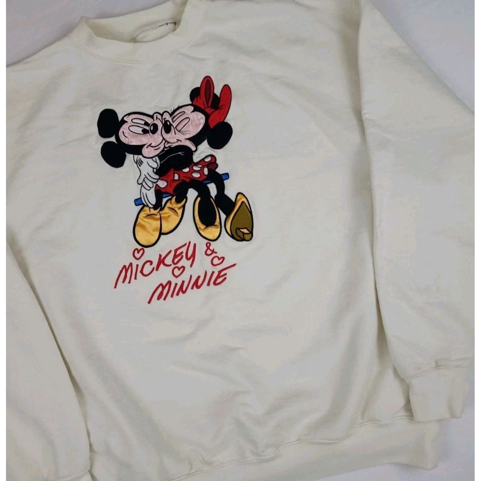 Disney VINTAGE Mickey Minnie Mouse Embroidered Sweatshirt Disney Crew Neck Unisex Adults L White 90s Cap Size US L / EU 52-54 / 3 - 2 Thumbnail